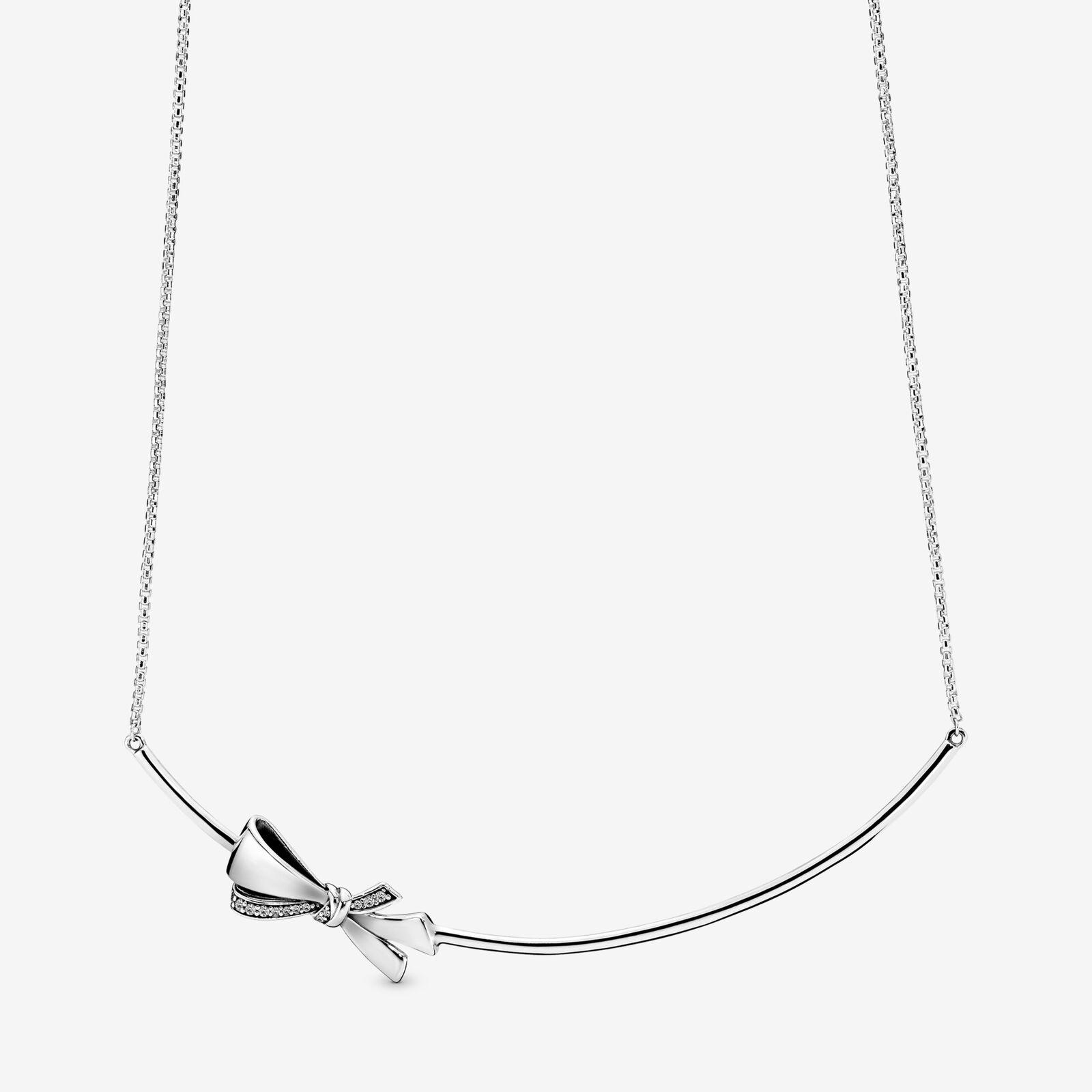 PANDORA Sparkling Bow Necklace in Silver (Metallic) - Save 61% - Lyst