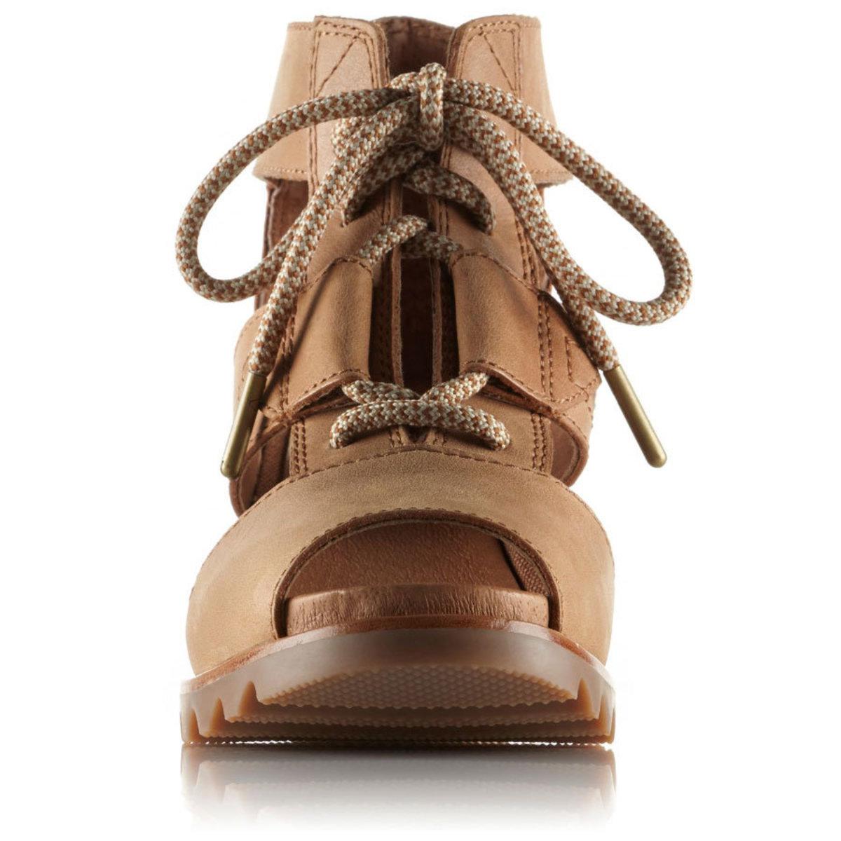 Sorel Leather Joanie Lace Up Wedge Sandal in Camel Brown (Brown) - Lyst