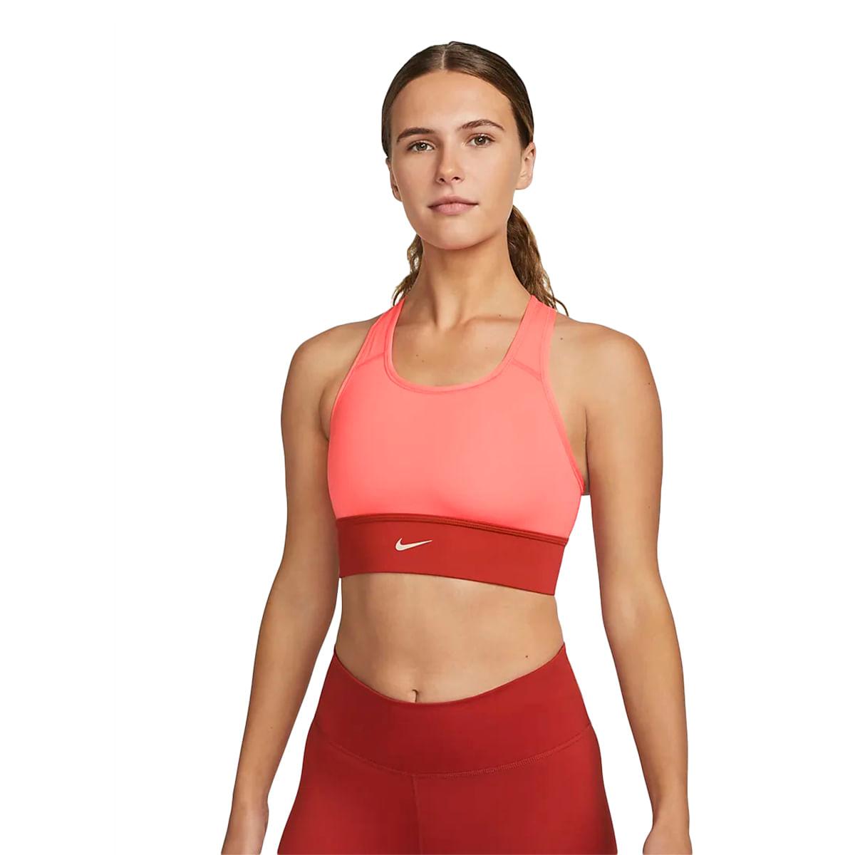 Nike Dri-fit Swoosh Long Line Bra in Red | Lyst