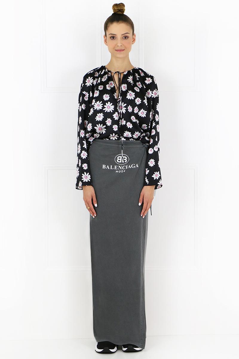 Balenciaga Cotton Logo Wrap Skirt Black 