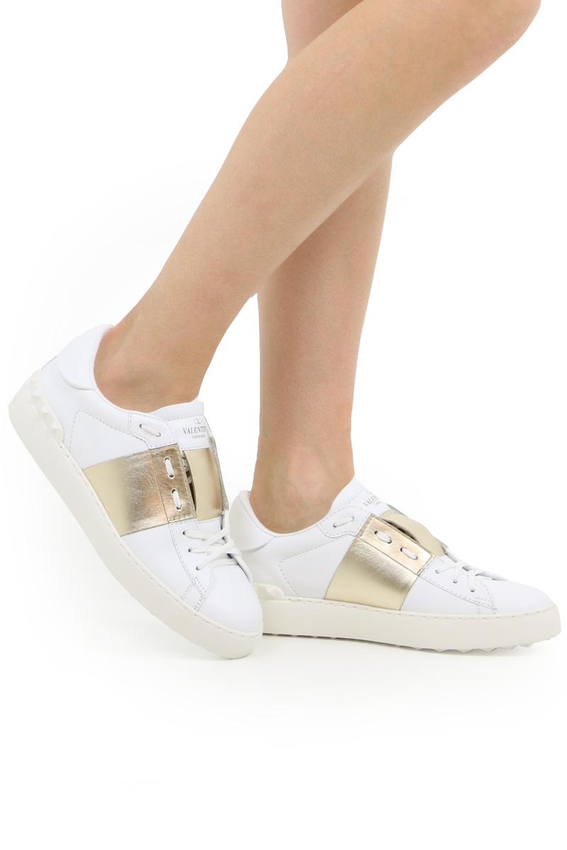 valentino sneakers gold and white