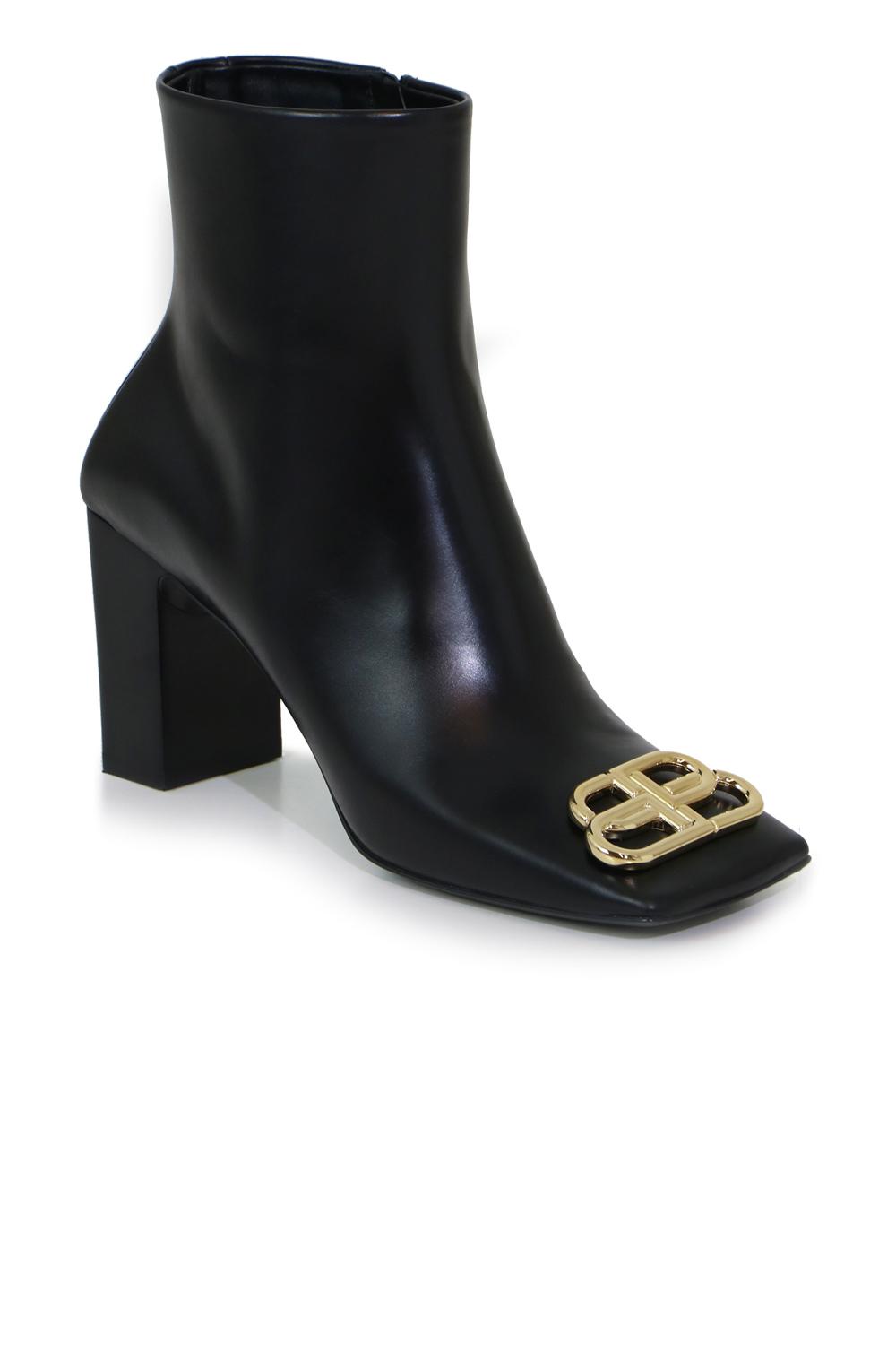 Balenciaga Leather Bb Square Toe Boot 80mm Black/gold Lyst
