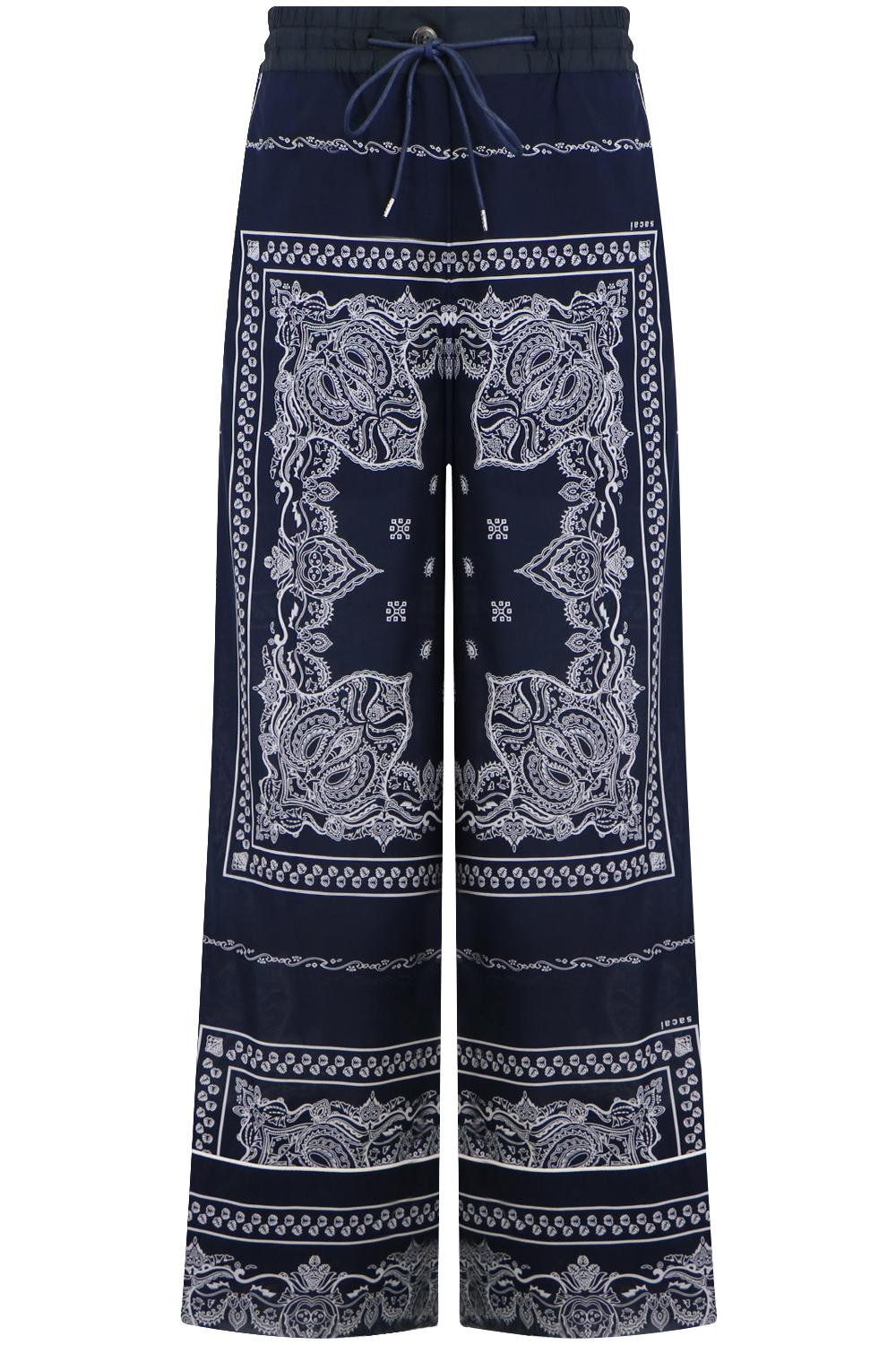 Sacai Synthetic Bandana Print Wide Leg Pants Navy in Blue ...
