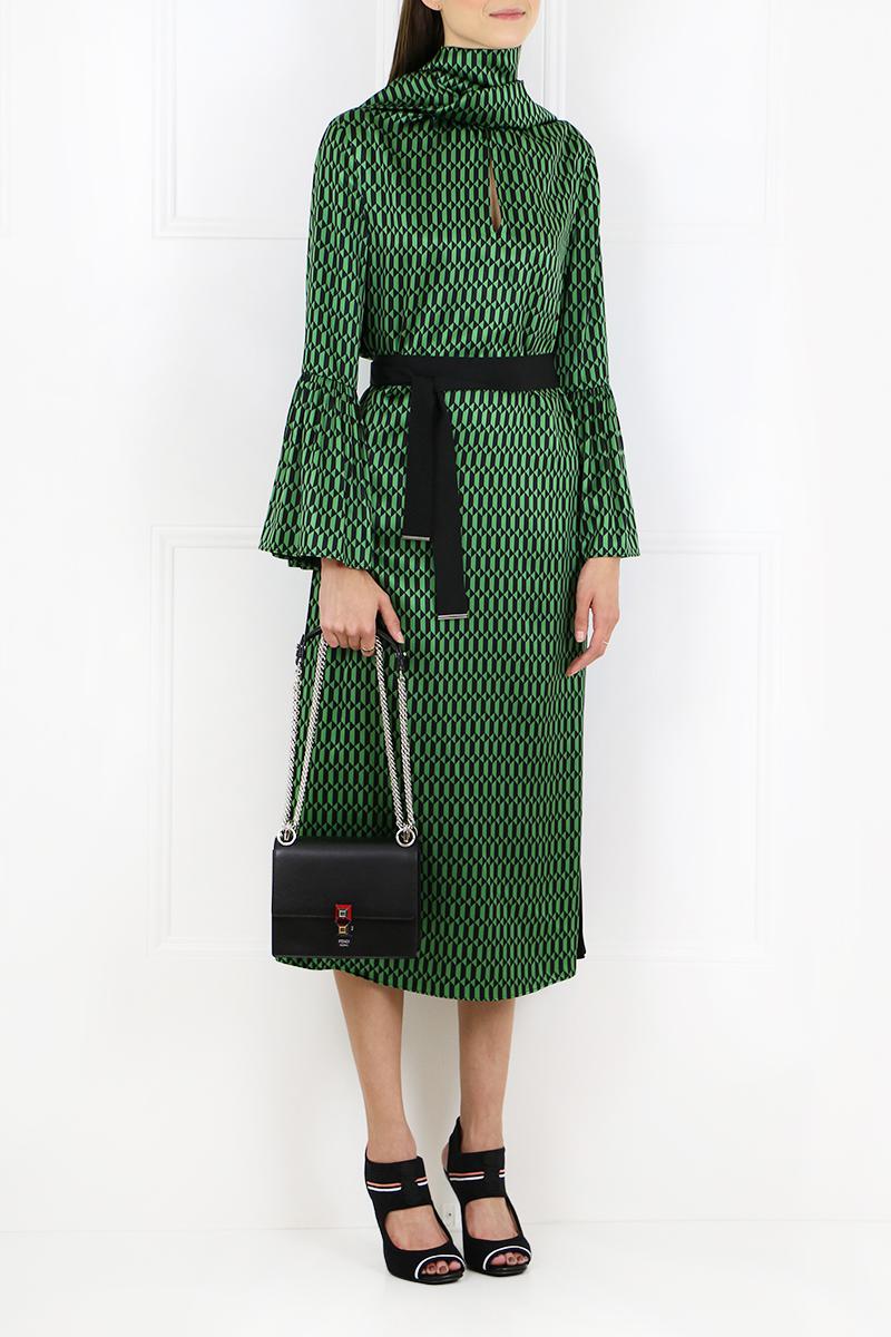 Fendi Silk Geometric Print Drop Waist Dress Green - Lyst