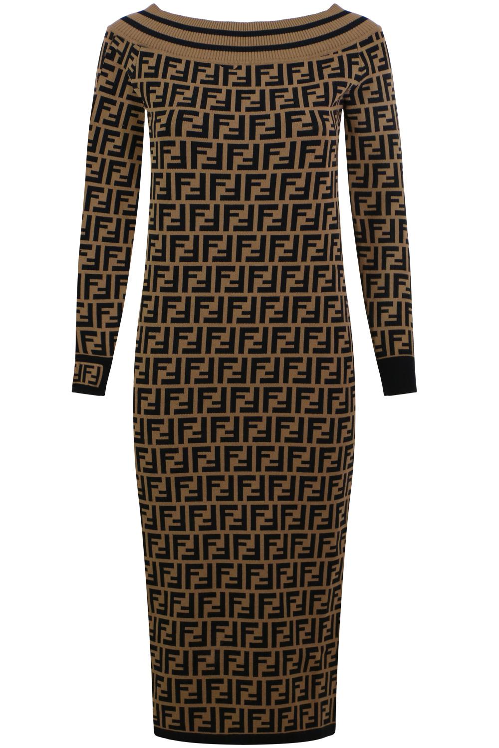 Fendi Synthetic All-over Logo Dress in Tobacco (Brown) - Lyst