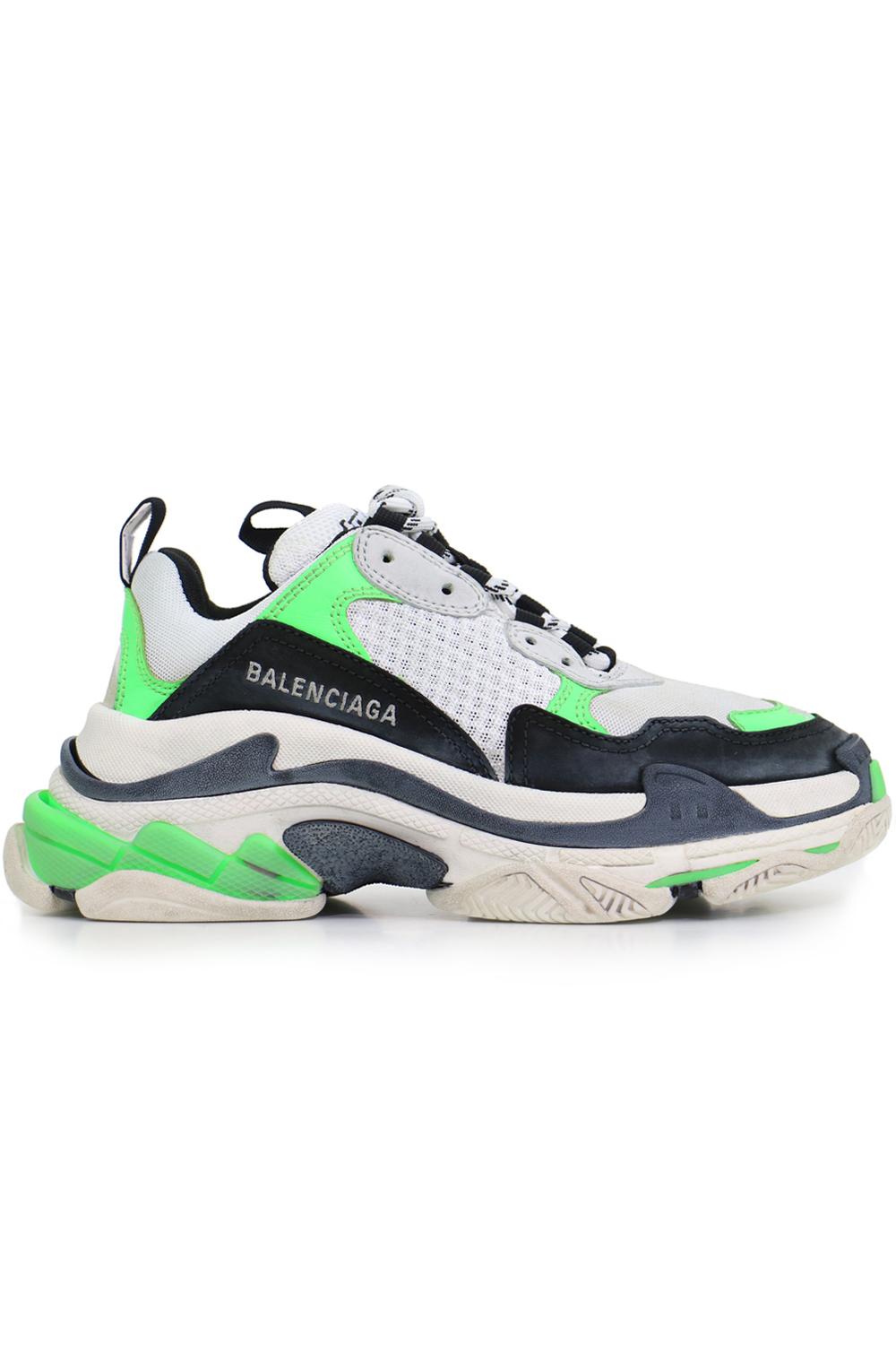 Balenciaga Leather Triple S Trainer White/green/black - Lyst