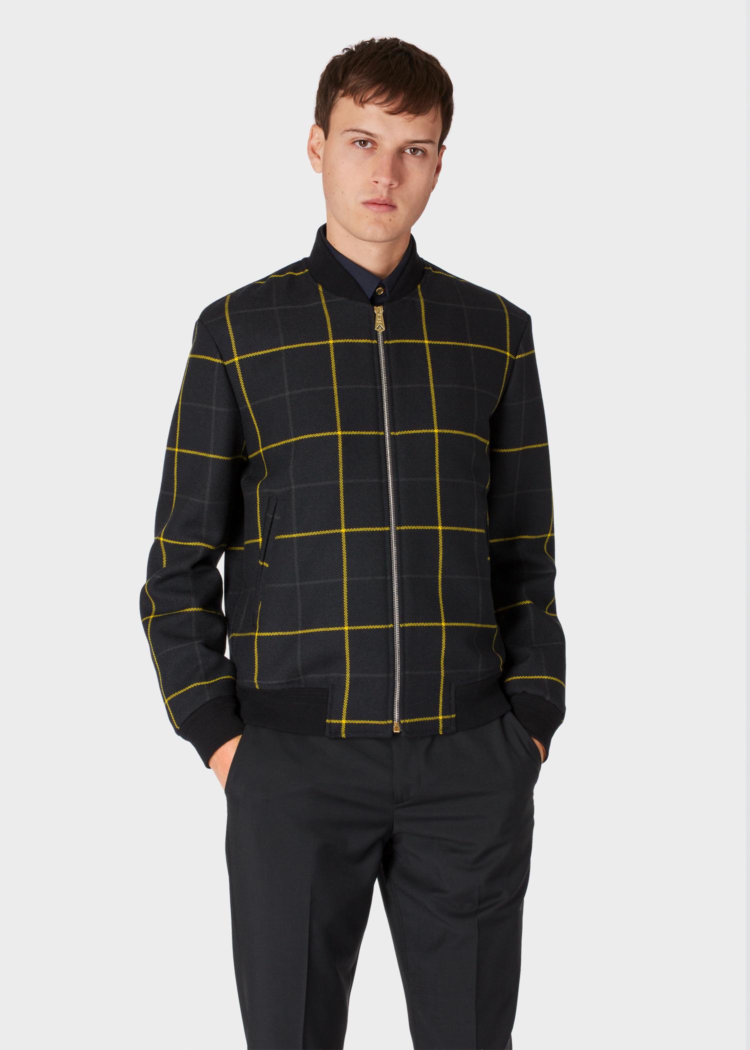 black and yellow checkered jacket
