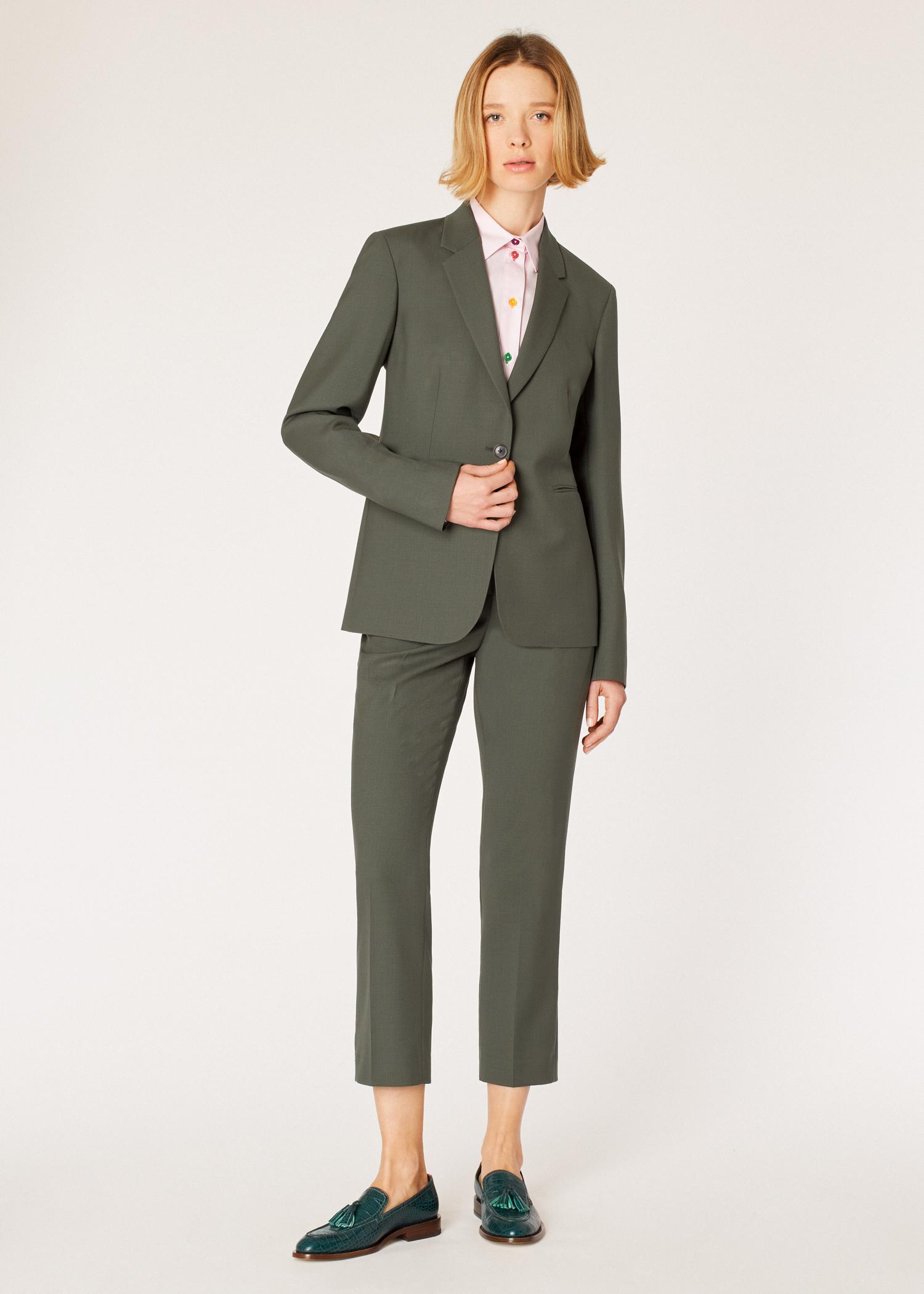 Olive green womens pant suit Clearance