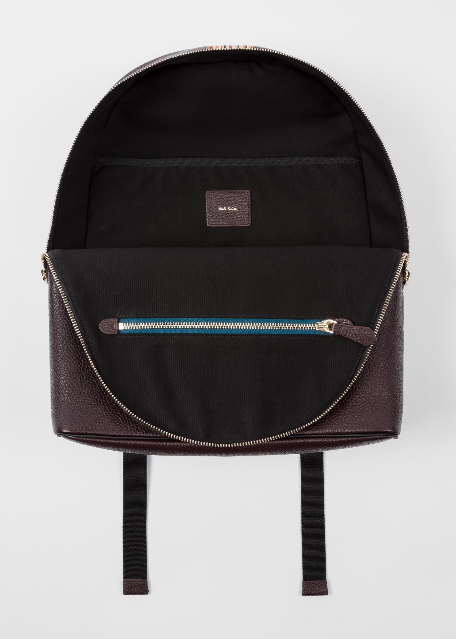 Paul Smith Dark Burgundy Leather Signature Stripe Backpack for Men - Lyst