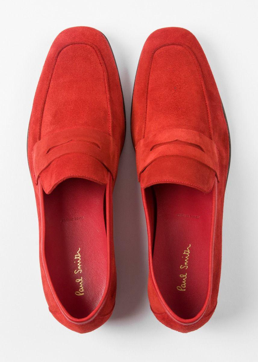 Paul Smith Men's Red Suede 'glynn' Penny Loafers for Men - Lyst