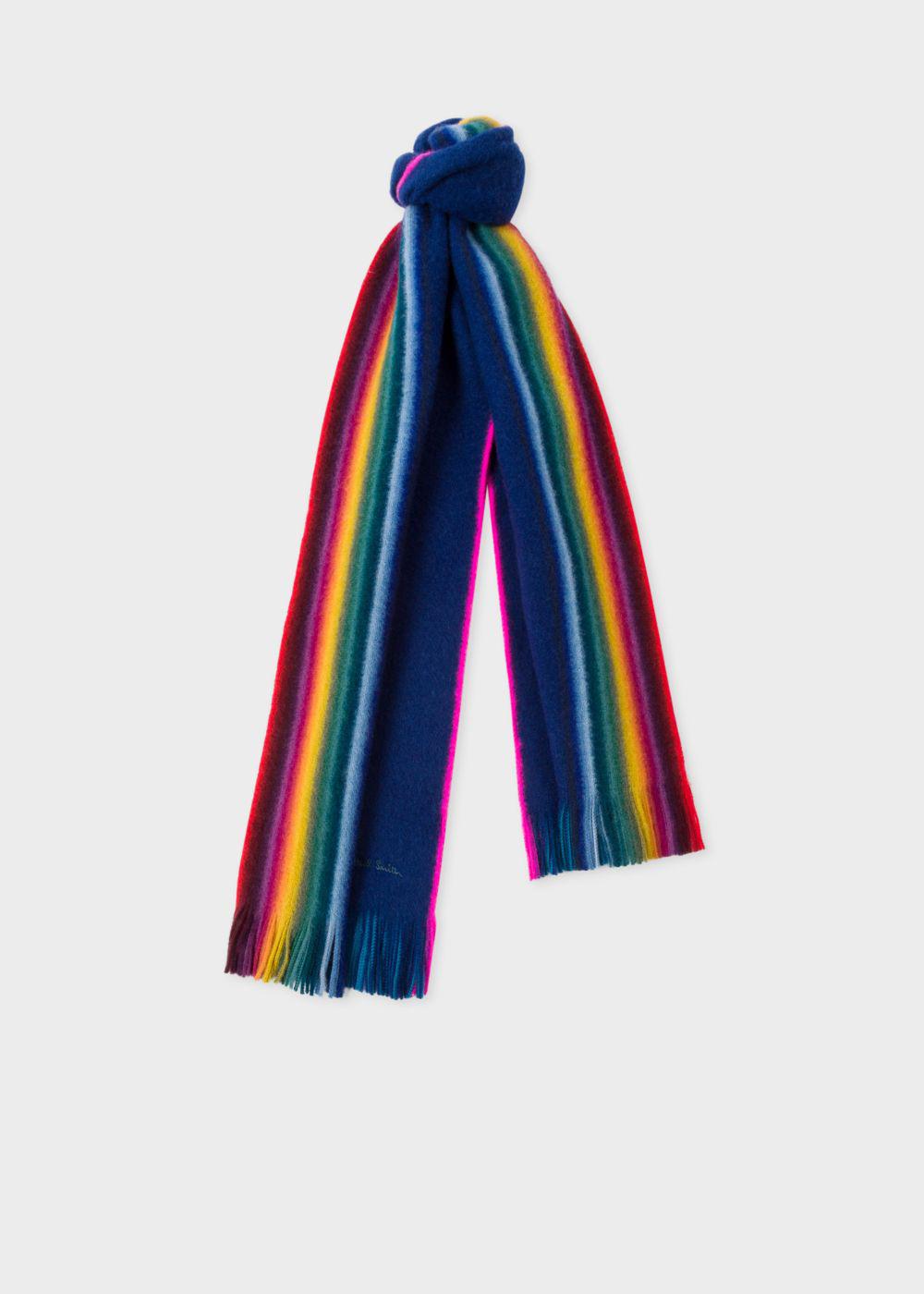 Paul Smith Men's Navy Rainbow-edge Merino Wool Scarf in Blue for Men - Lyst