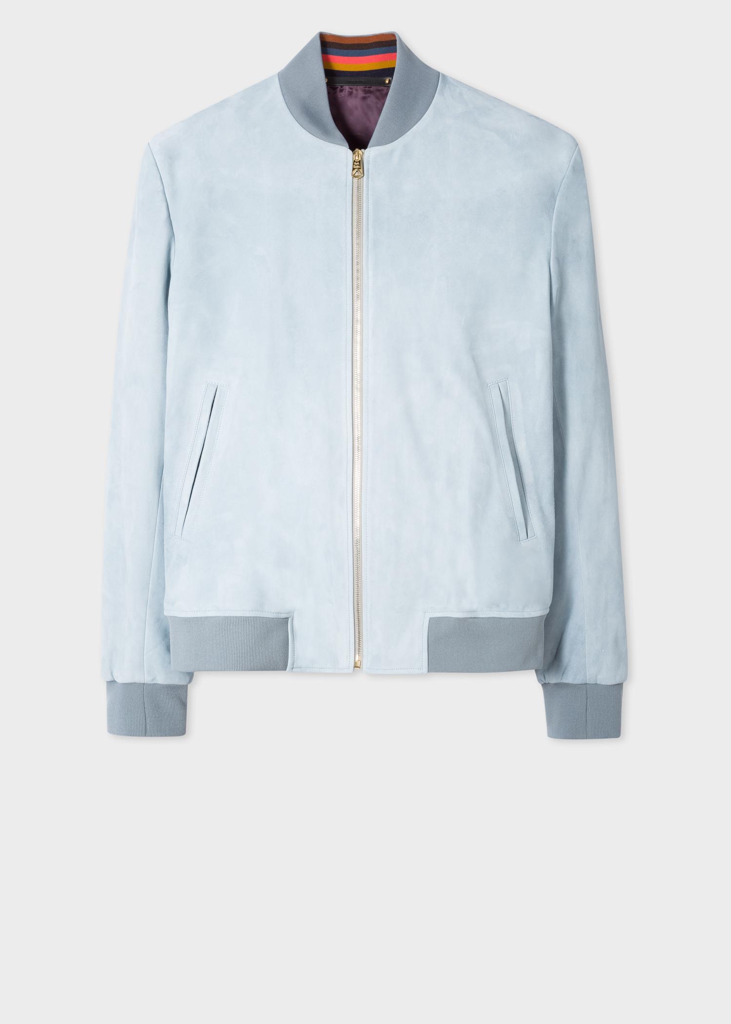 light blue bomber jacket