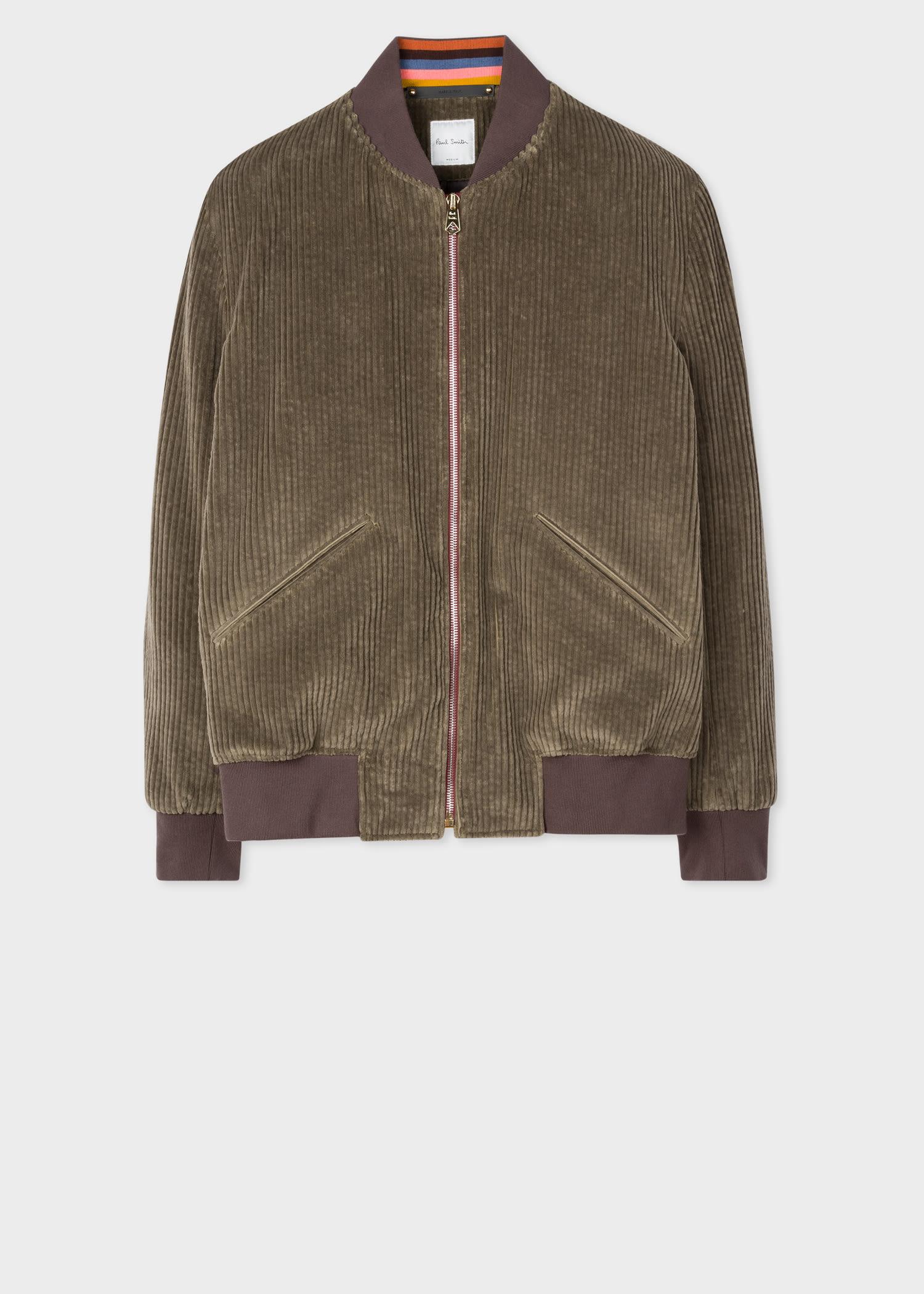 Paul Smith Brown Corduroy Cotton Bomber Jacket for Men - Lyst