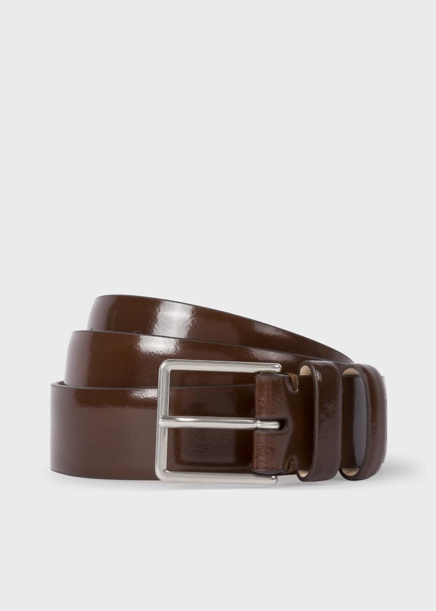Paul Smith Men&#39;s Chocolate Brown High-shine Leather Double Keeper Belt for Men - Lyst