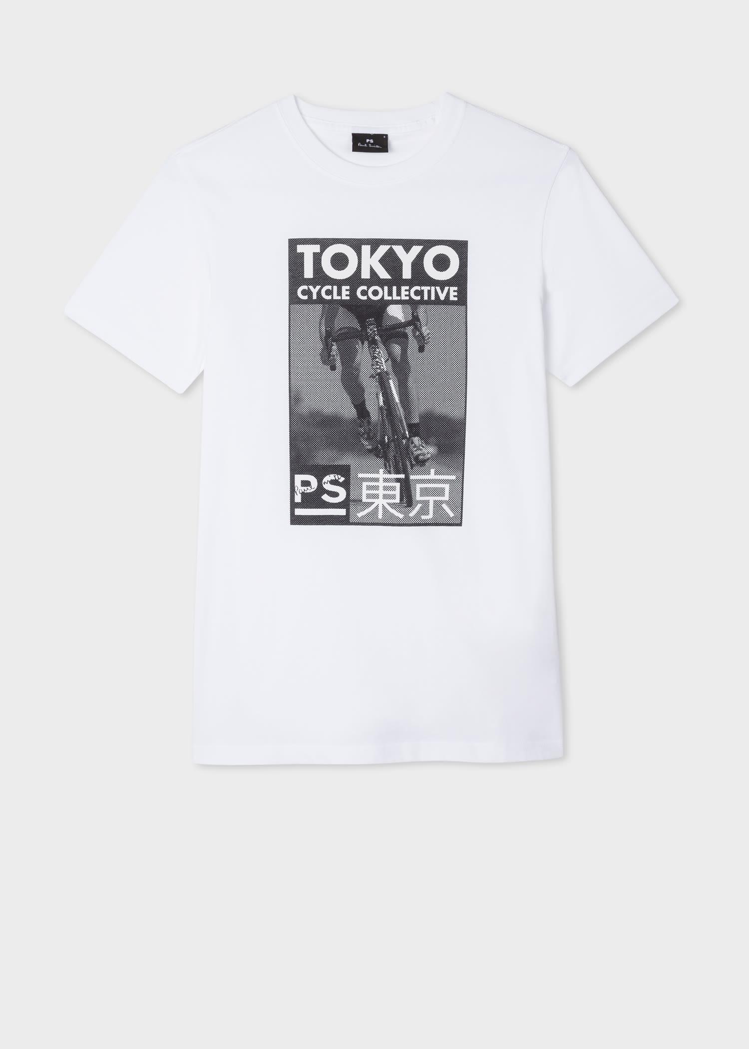 Paul Smith White Slim-fit 'tokyo Cycle Collective' Print Organic Cotton T- shirt for Men - Lyst