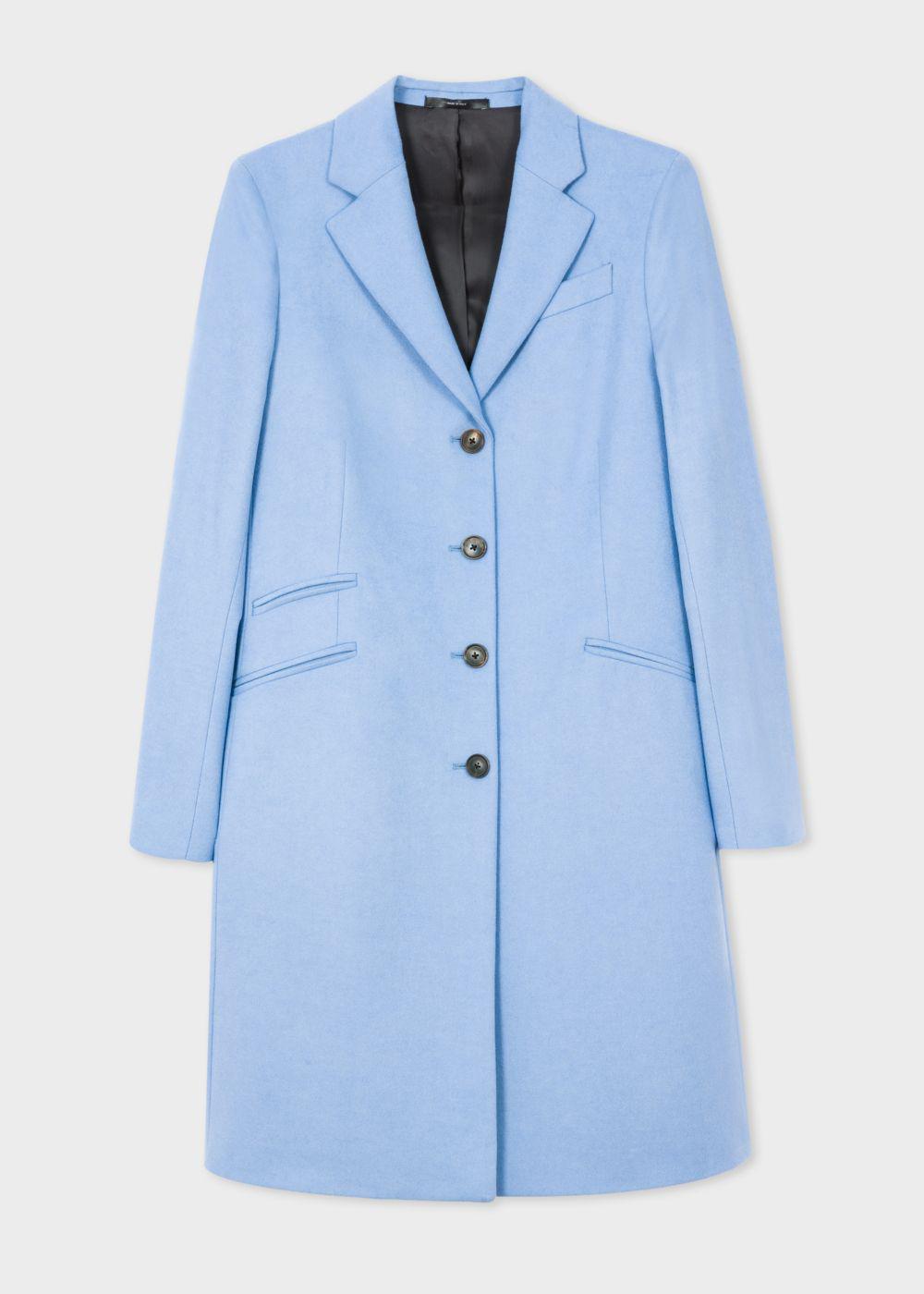 cornflower blue wool coat