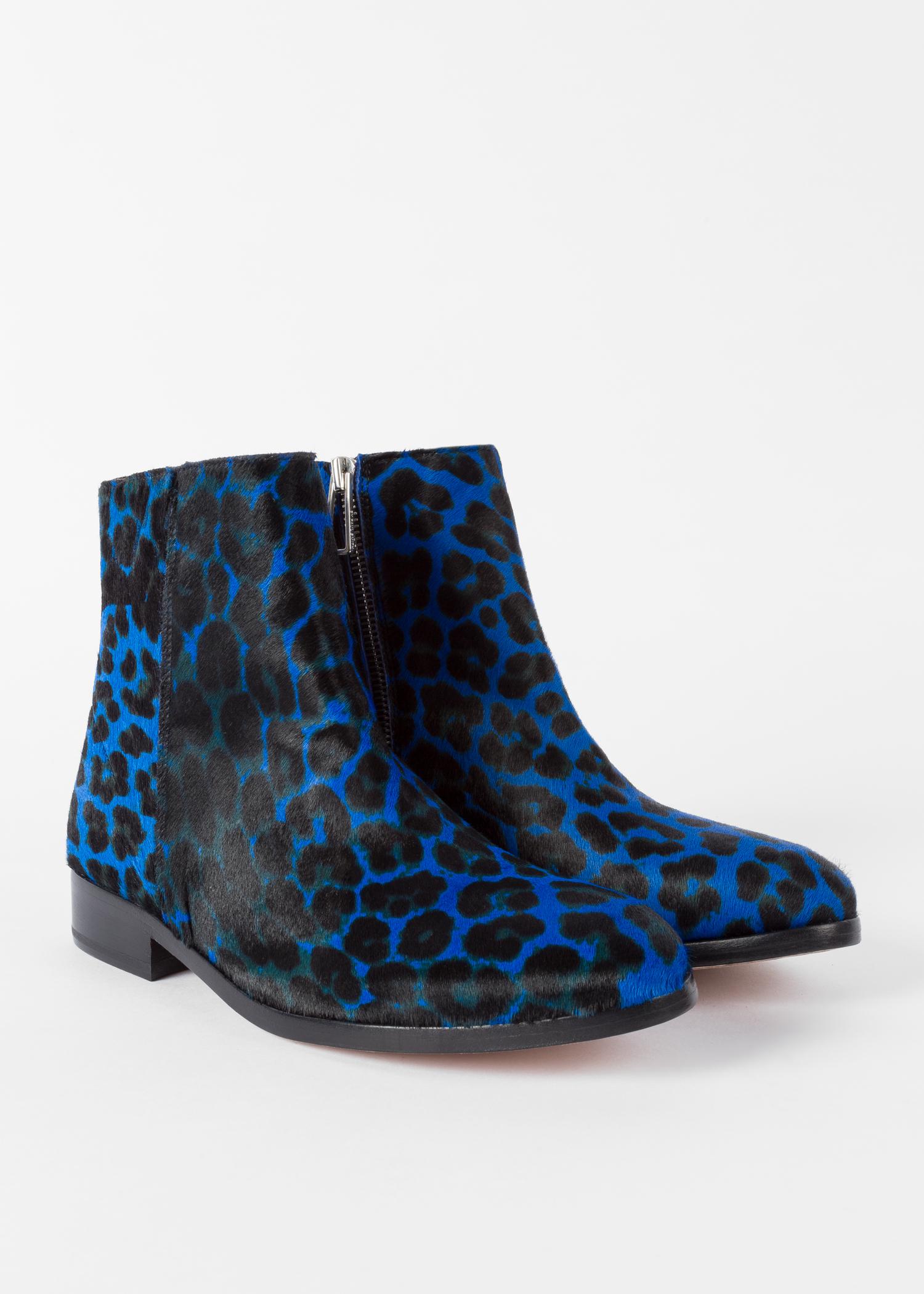 blue leopard print boots