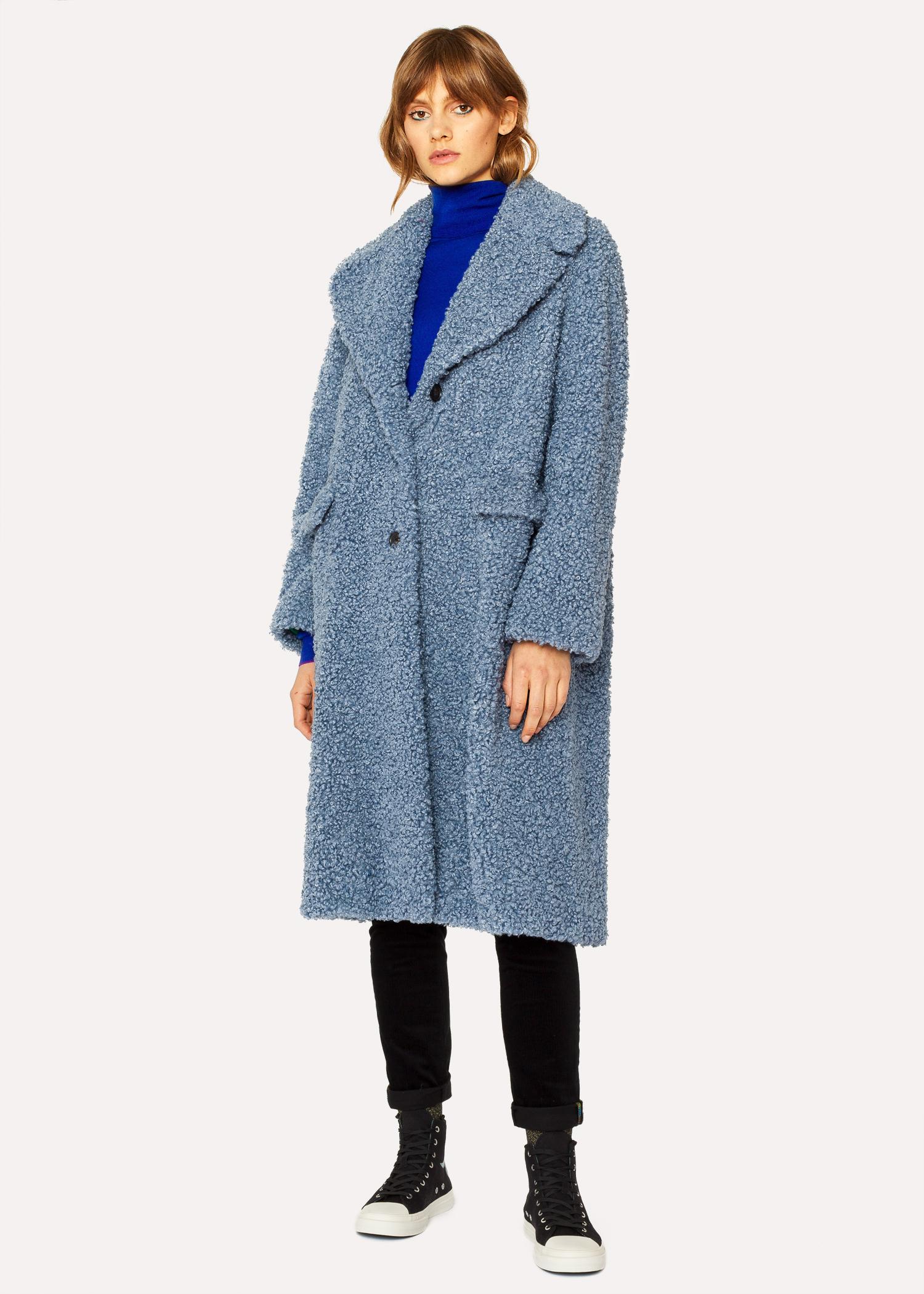 boucle coat blue