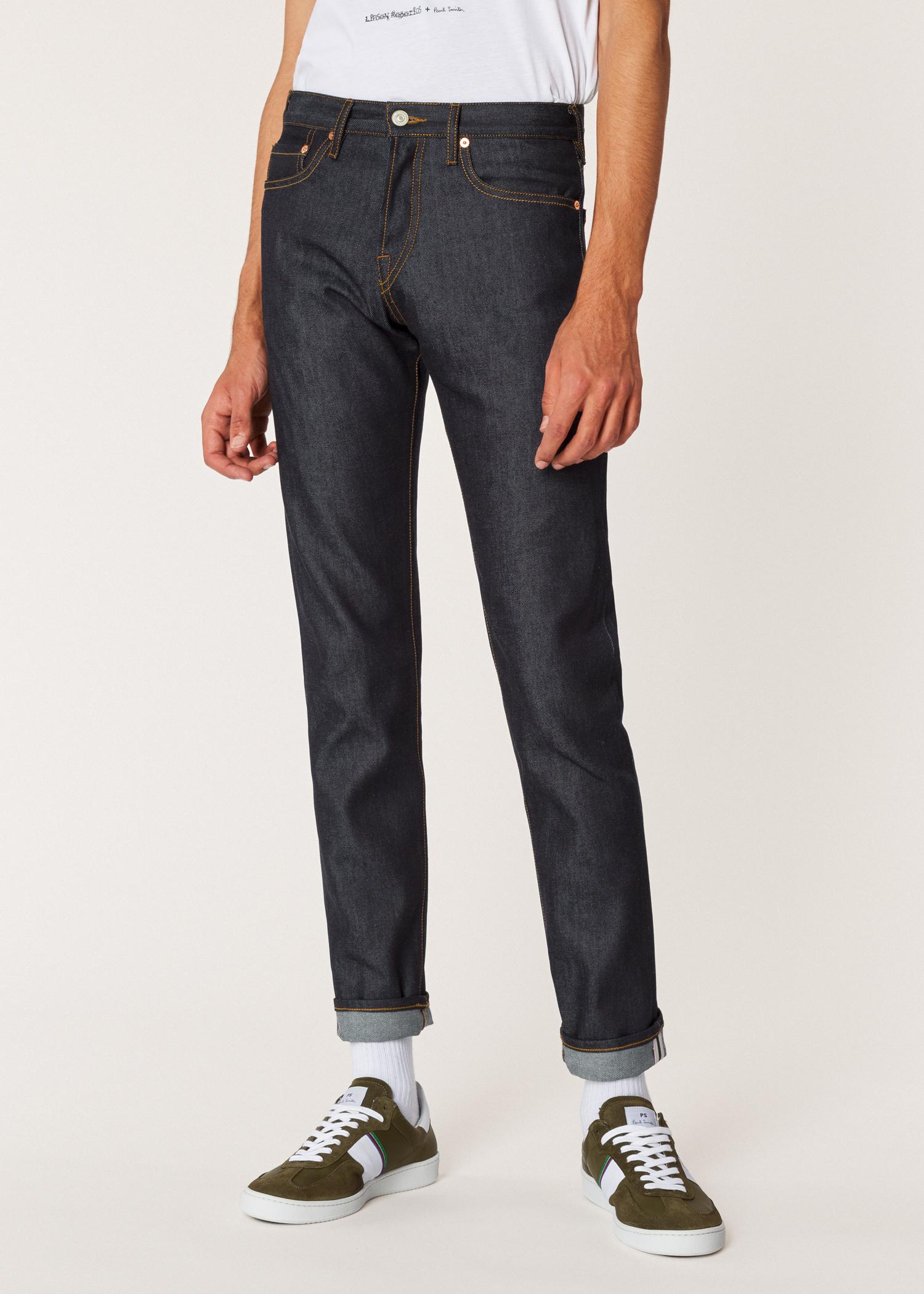 Paul Smith Slim-standard 'pink Selvedge' Raw Denim Jeans for Men - Lyst