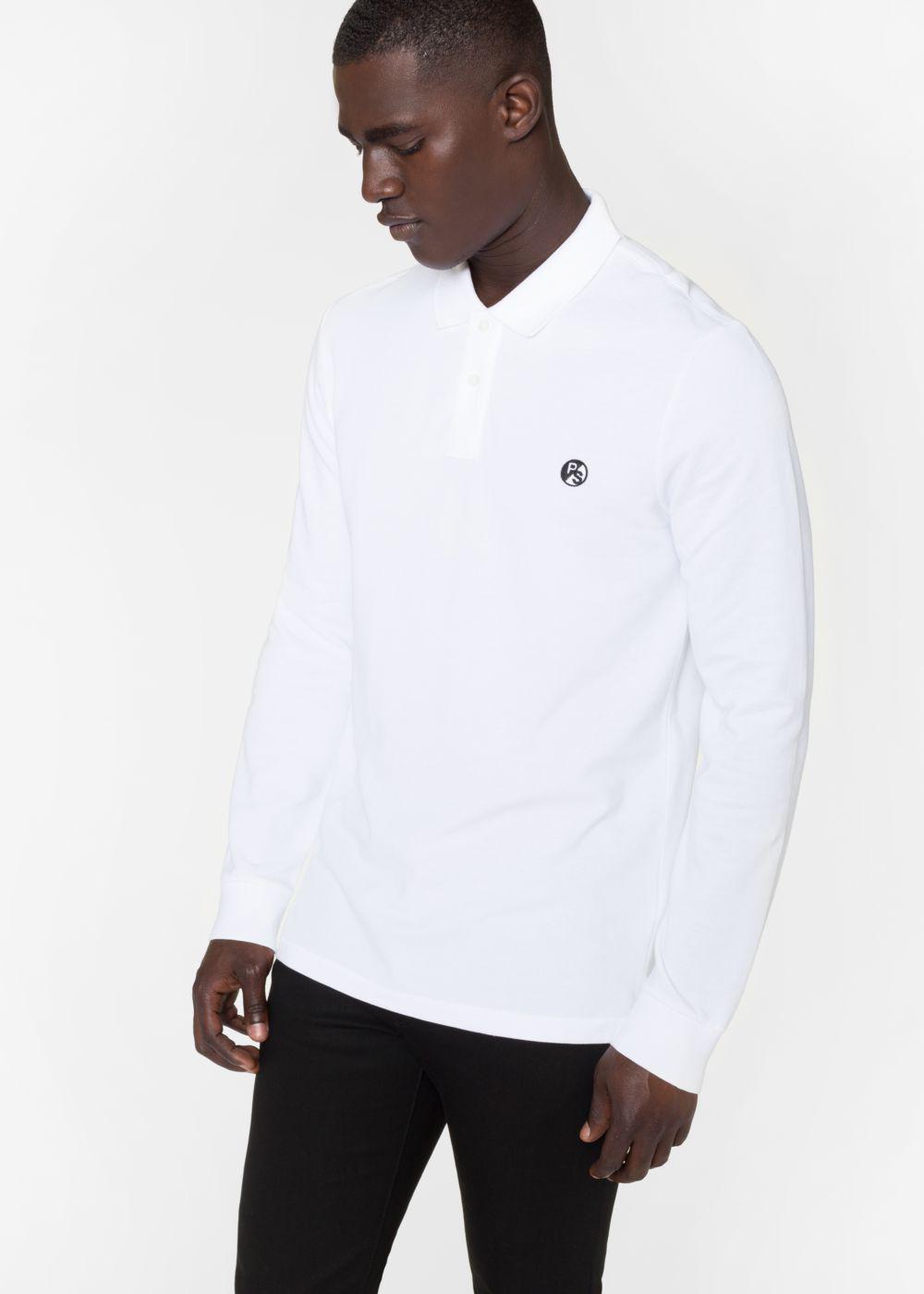 Lyst - Paul Smith Men's White Ps Logo Long-sleeve Polo Shirt in White ...