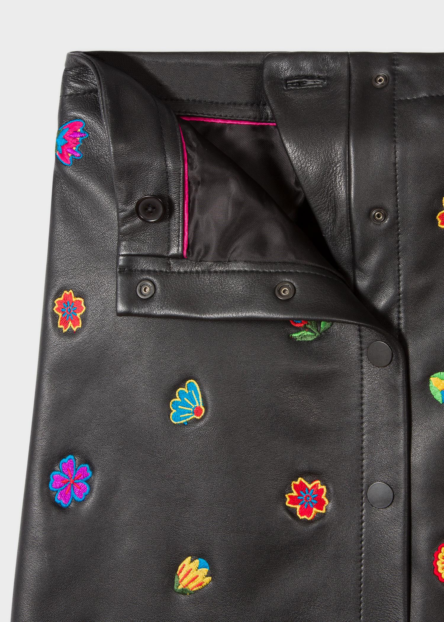 Paul Smith Black Kyoto Floral Leather Skirt Lyst