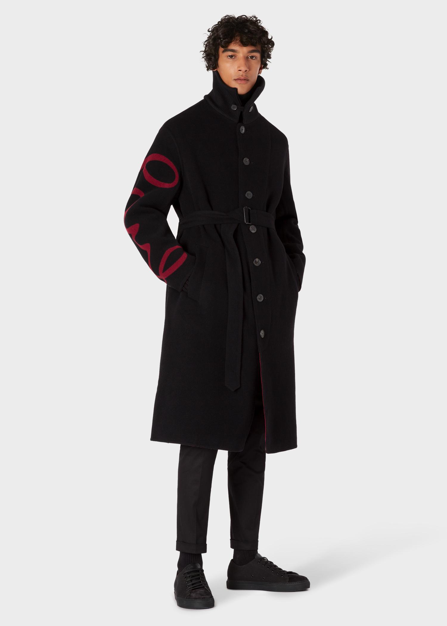 black wool oversized coat