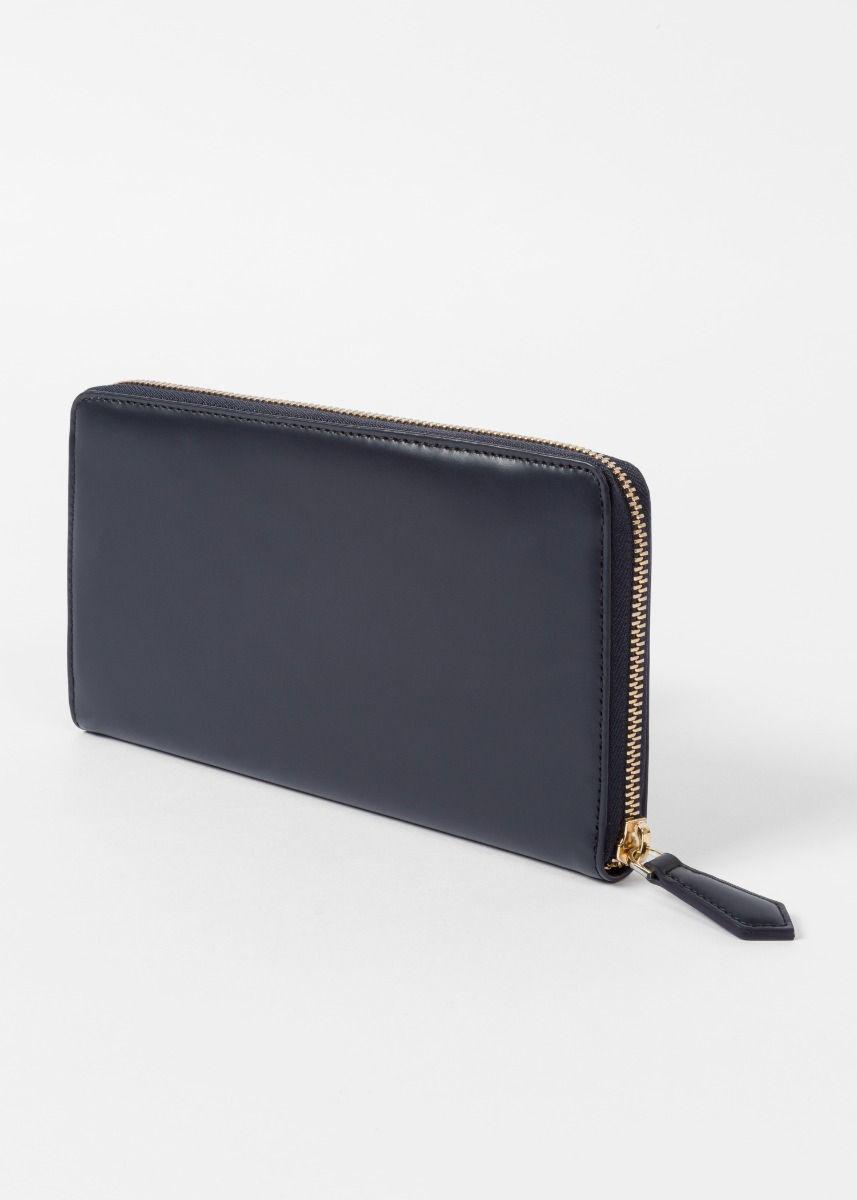 Paul Smith Men S Navy Leather Zip Around Travel Wallet In Blue Lyst