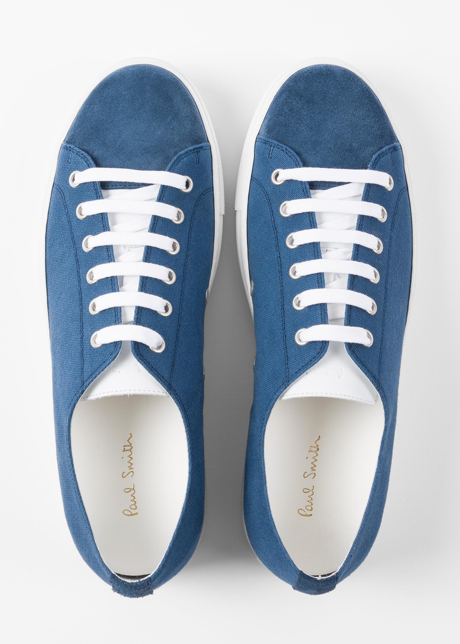 blue canvas trainers