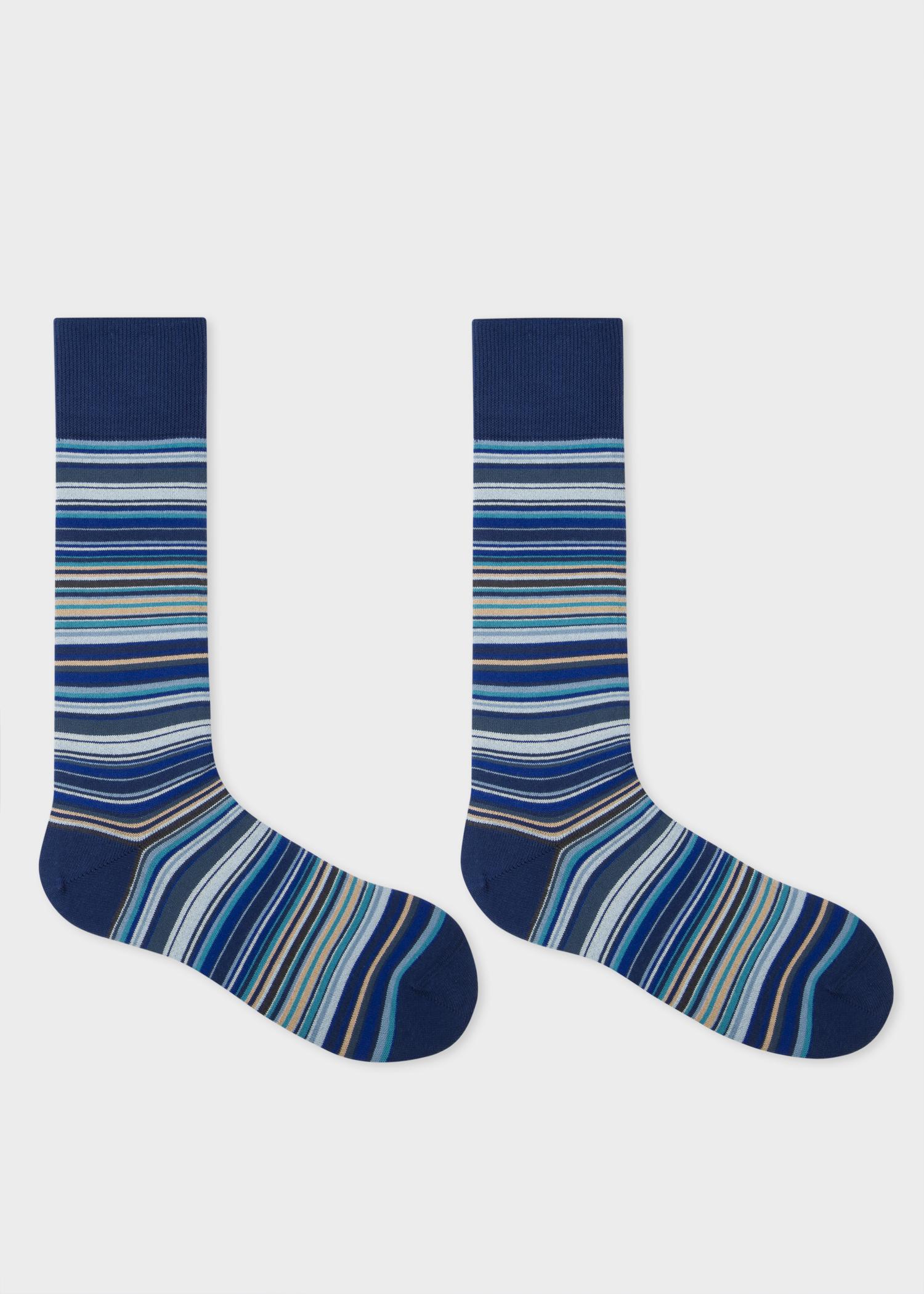 Paul Smith Cotton Sky Blue Signature Stripe Socks for Men - Lyst