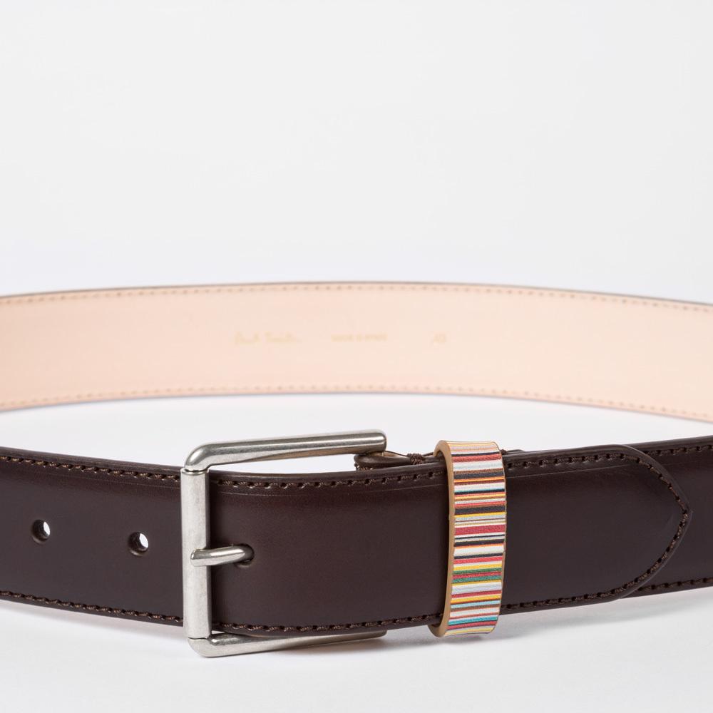 Paul Smith Men&#39;s Brown Leather Belt With Signature Stripe Keeper for Men - Lyst