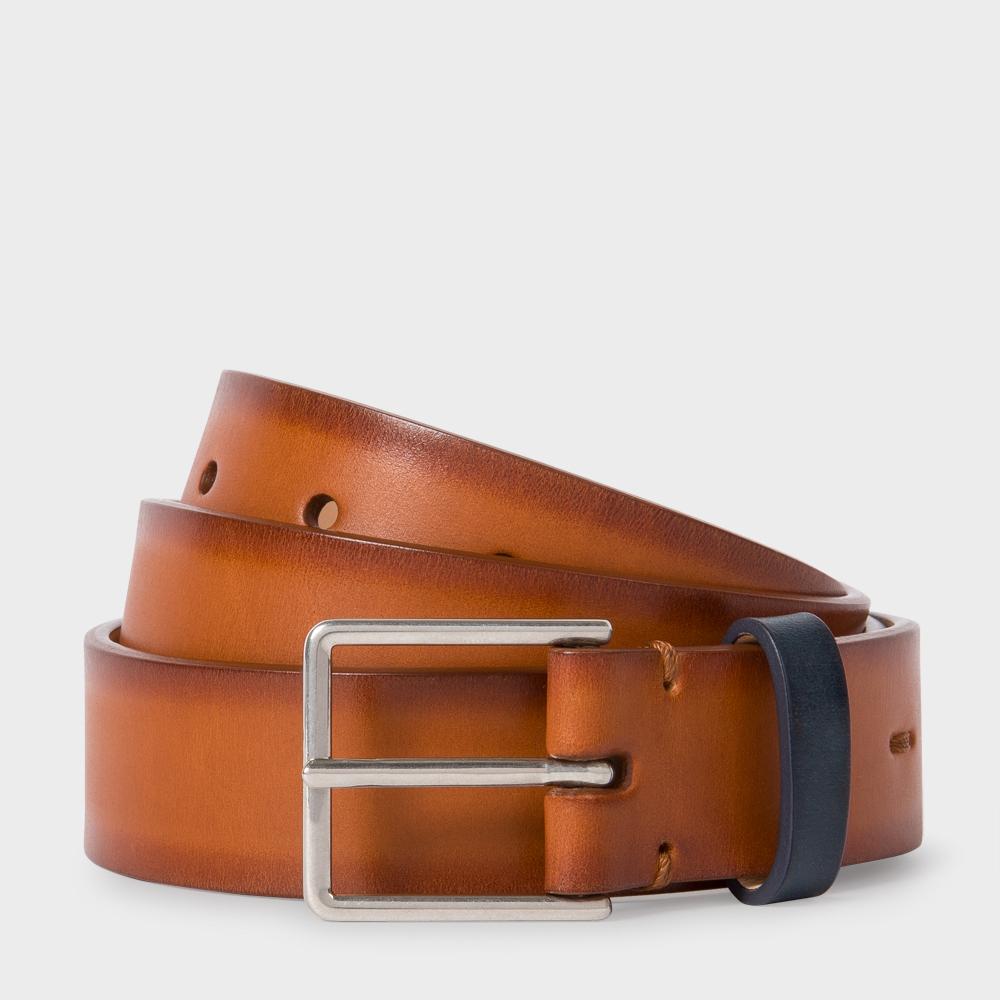 Lyst - Paul Smith Men&#39;s Tan Burnished Leather Belt in Brown for Men