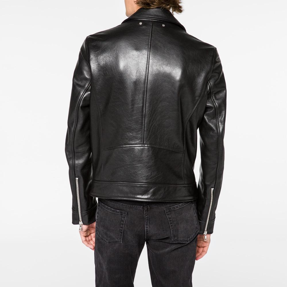 Paul Smith Men's Black Heavyweight Leather Biker Jacket in Black for ...