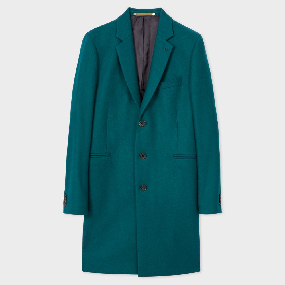 teal overcoat