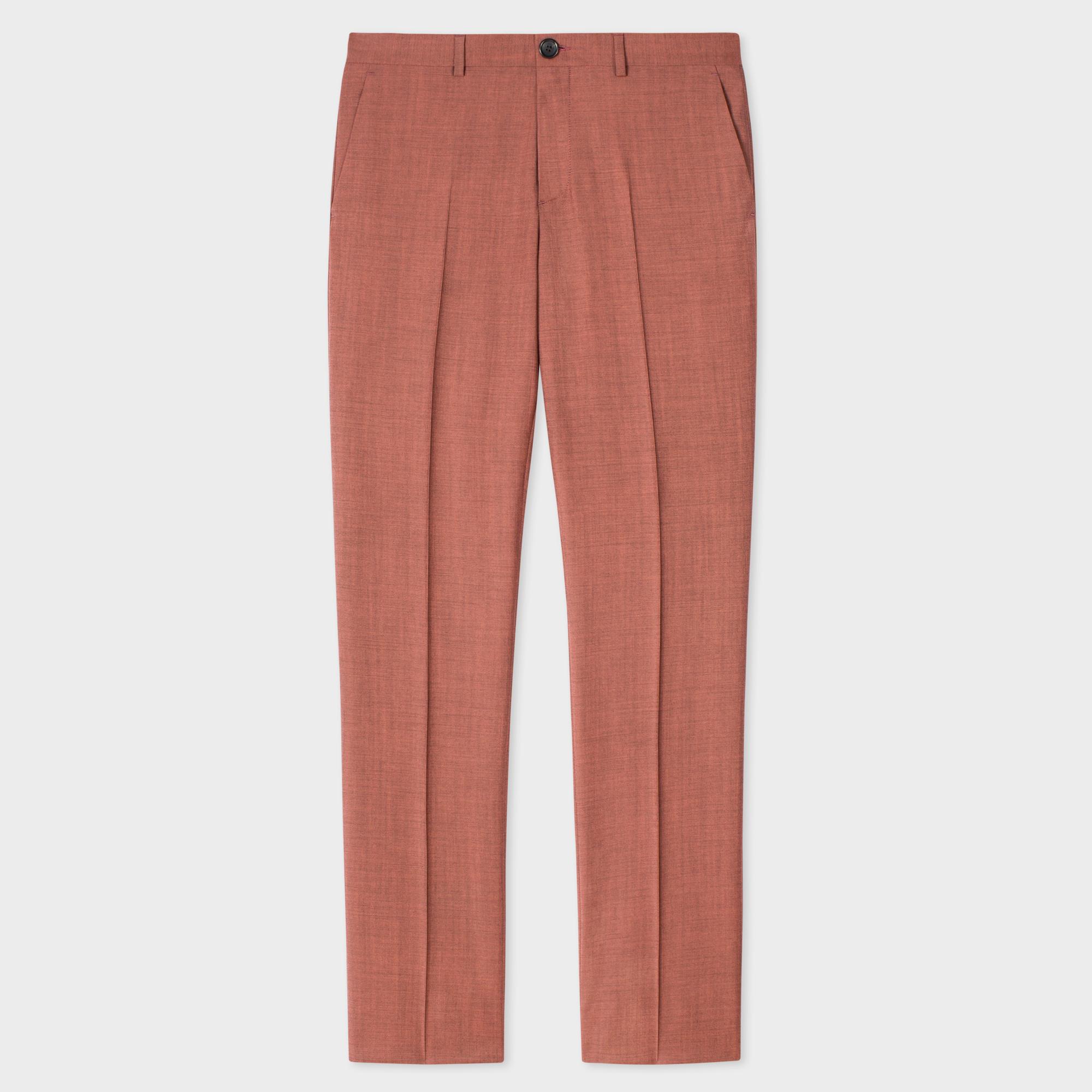 Paul Smith Men's Mid-fit Coral Wool-mohair Trousers in Pink for Men - Lyst