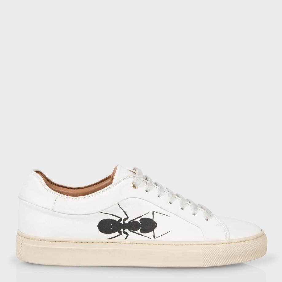 Paul Smith Men's Off-white Leather 'Basso' Trainers With Large Ant Print  for Men - Lyst