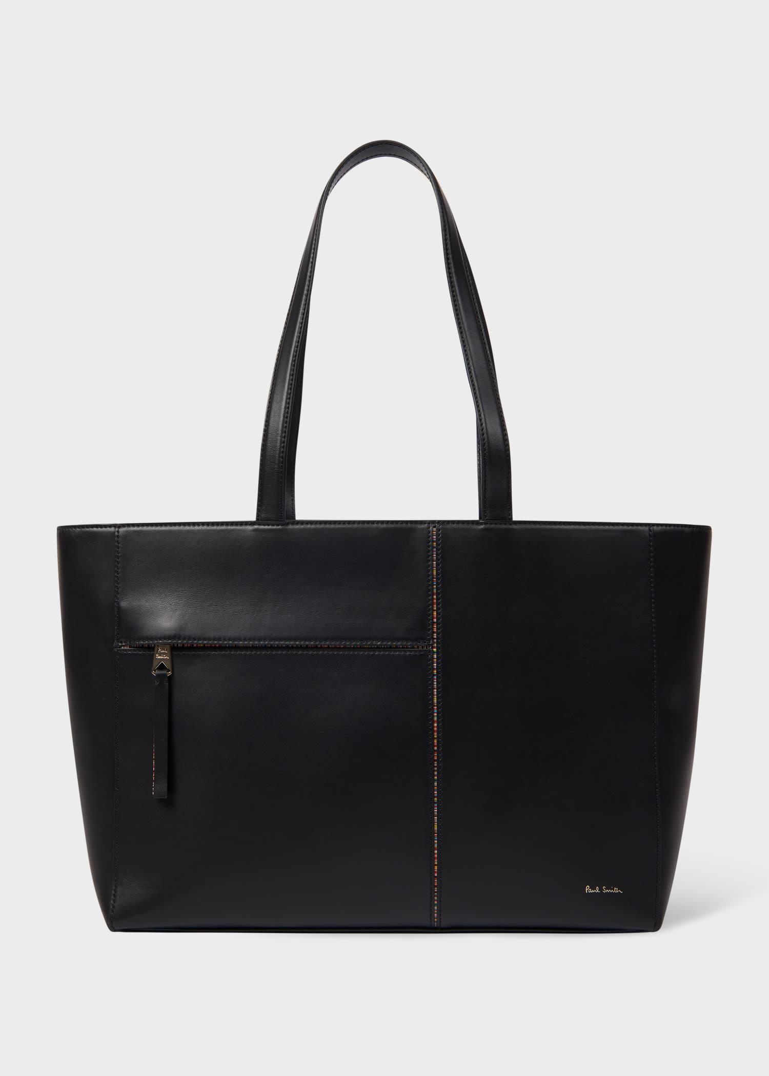 バッグ Paul Smith Stripe Leather Tote Bag Black Paul Smith Leather 'Signature Stripe' Trim Tote Bag in Black | Lyst UK