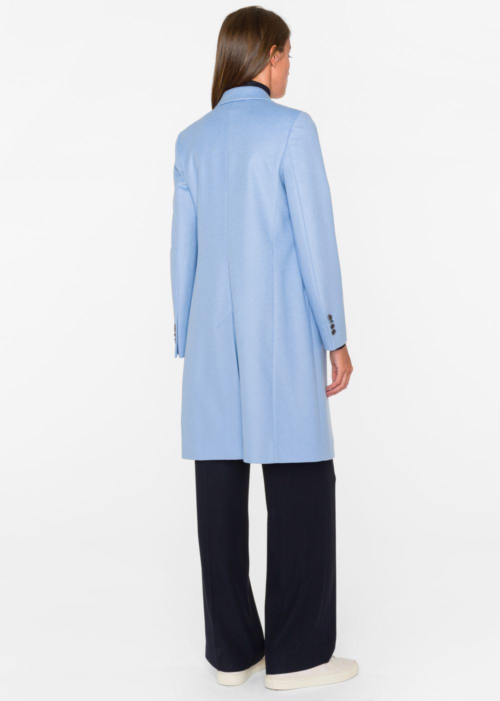 womens pale blue wool coat