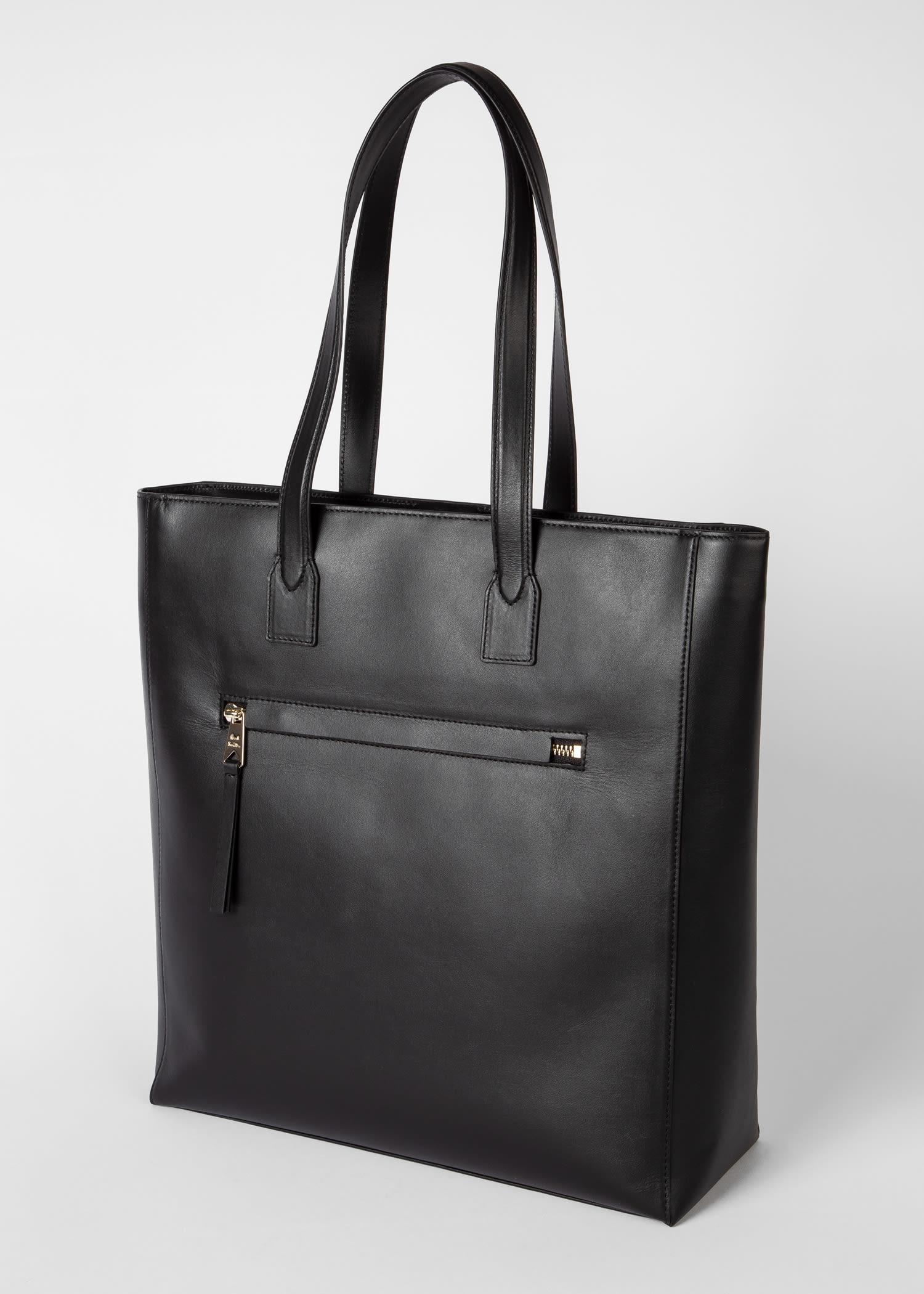 Paul Smith Black Leather 'painted Stripe' Rectangular Tote Bag | Lyst