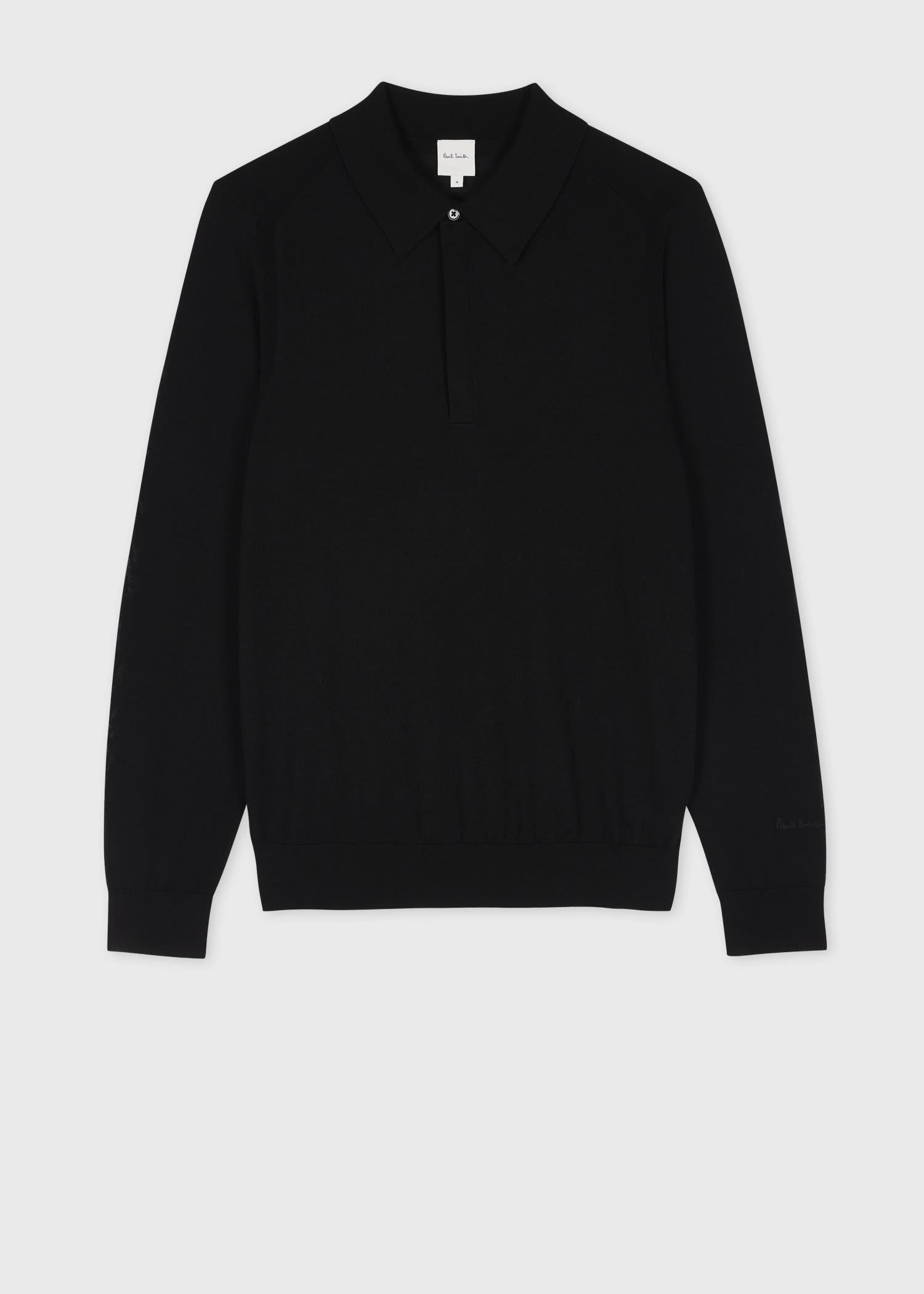 Paul Smith Merino Wool Long Sleeve Polo Shirt in Black for Men Lyst UK