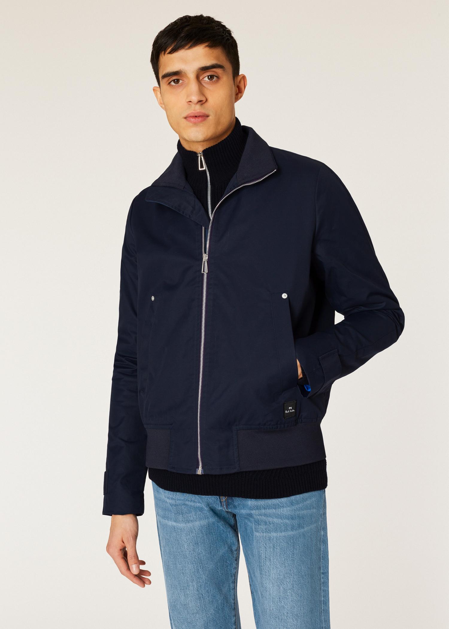 Paul Smith Navy Cotton-blend Harrington Jacket in Blue for Men - Lyst