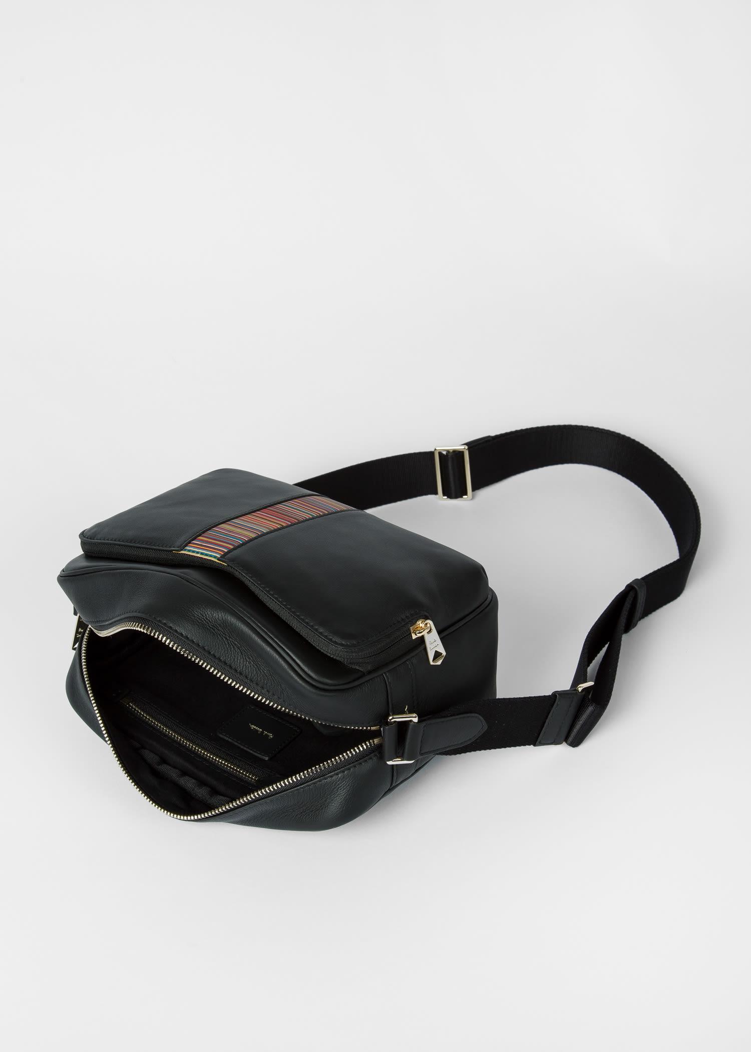 Paul Smith Black Leather 'signature Stripe' Crossbody Bag for Men Lyst