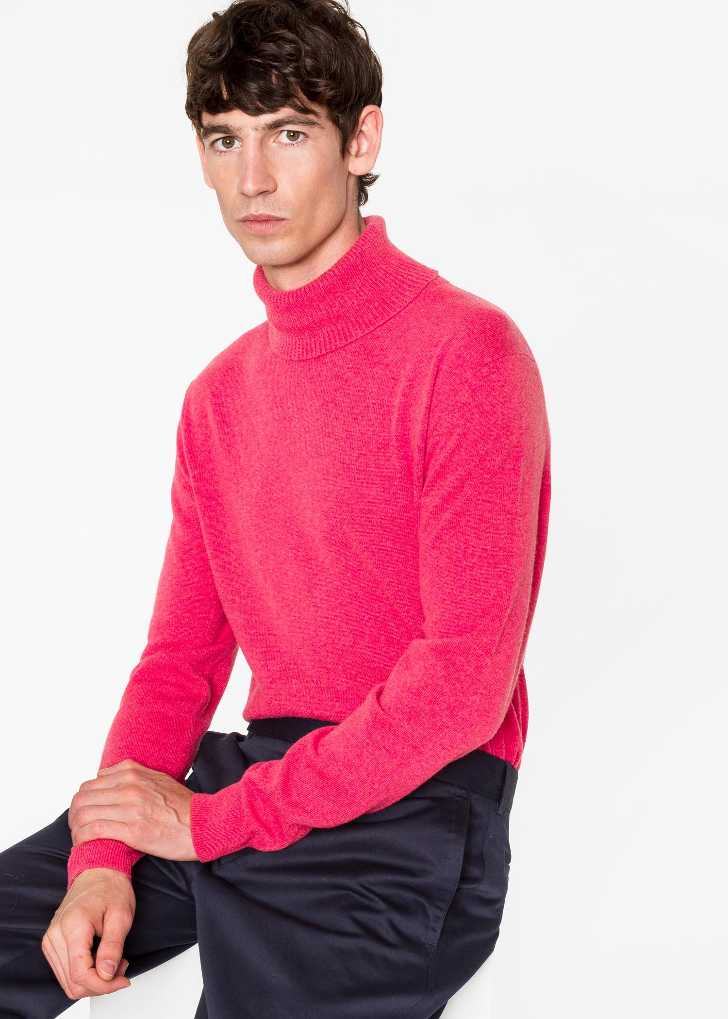  Pull  Homme  Rose Col Roul  En Cachemire Cachemire Paul 