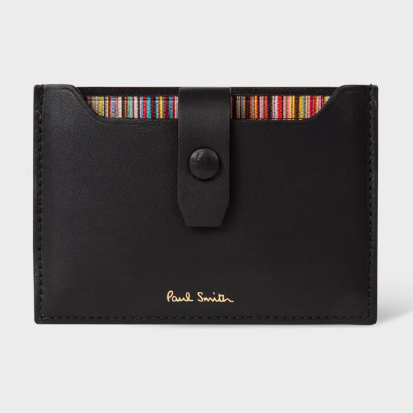 Paul Smith Black Leather Credit Hard Holder With 'signature Stripe' Pull  Out for Men | Lyst