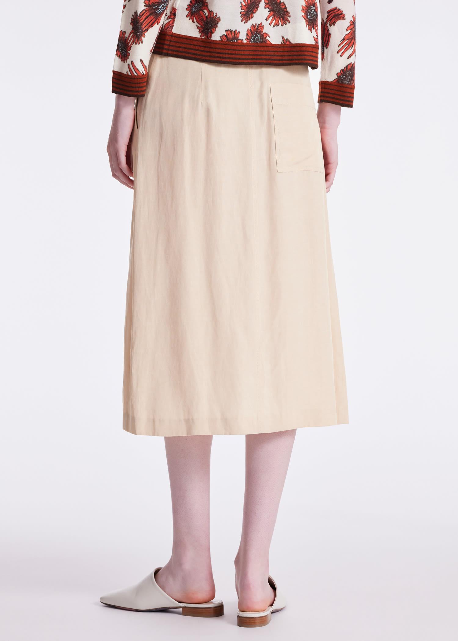 Paul Smith Cream Linen High Waisted Button Up Skirt in White | Lyst