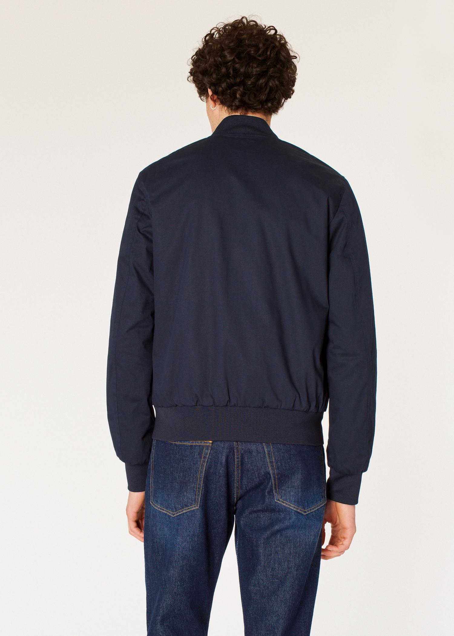 Paul Smith Dark Navy Cotton-blend Bomber Jacket With Chest Pocket in ...