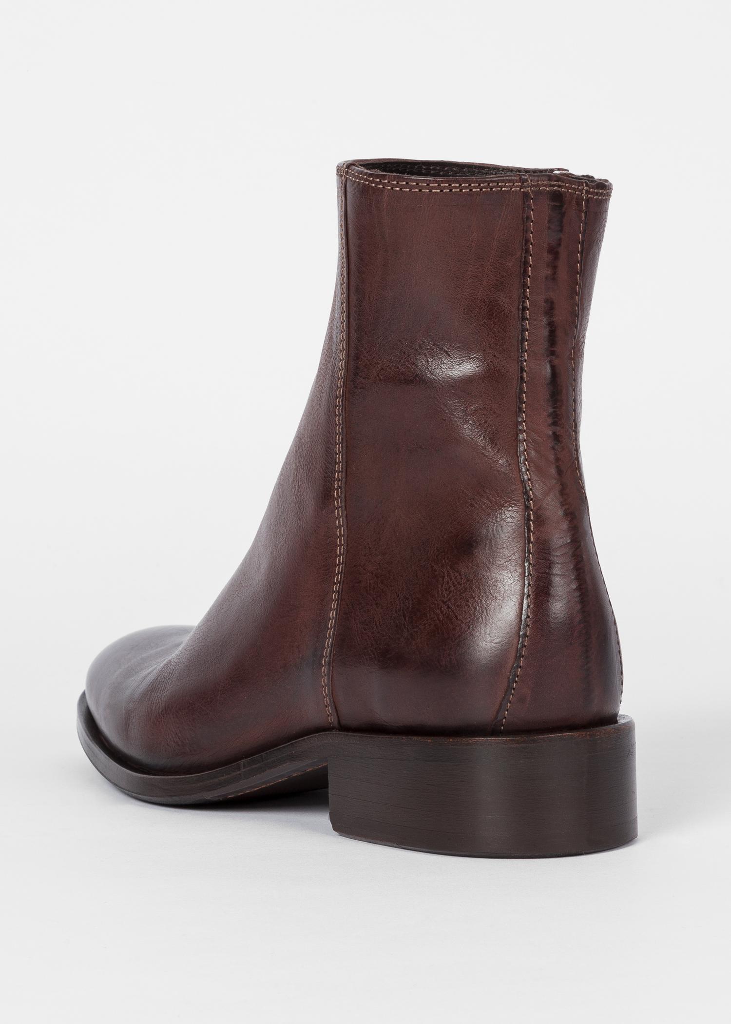 Paul Smith Chocolate Brown Leather 'billy' Zip Boots for Men - Lyst