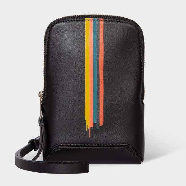 Paul Smith Black Leather 'painted Stripe' Phone Pouch for Men | Lyst
