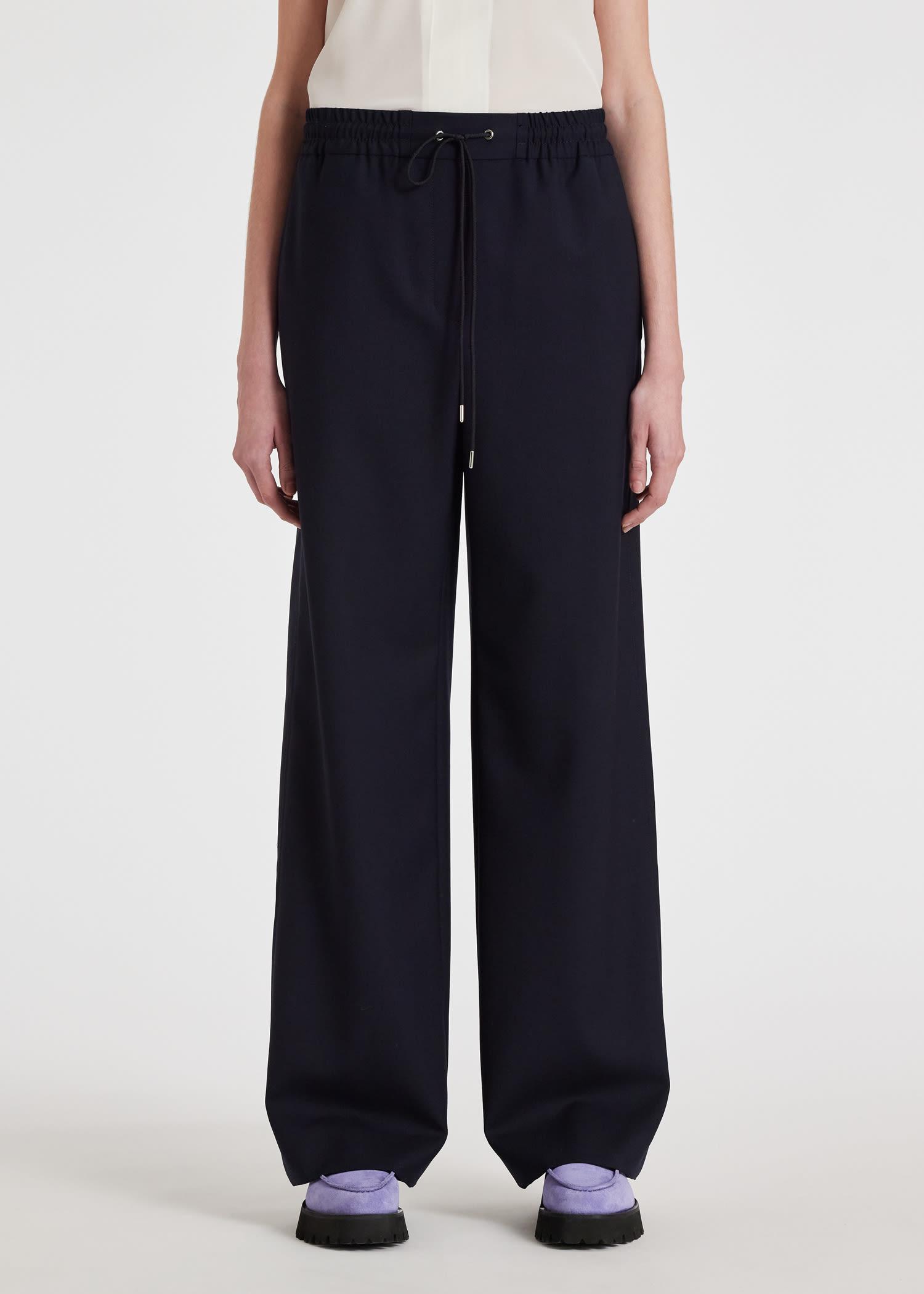 paul smith Blue A Suit To Travel In Navy Drawstring Wide Leg Trousers