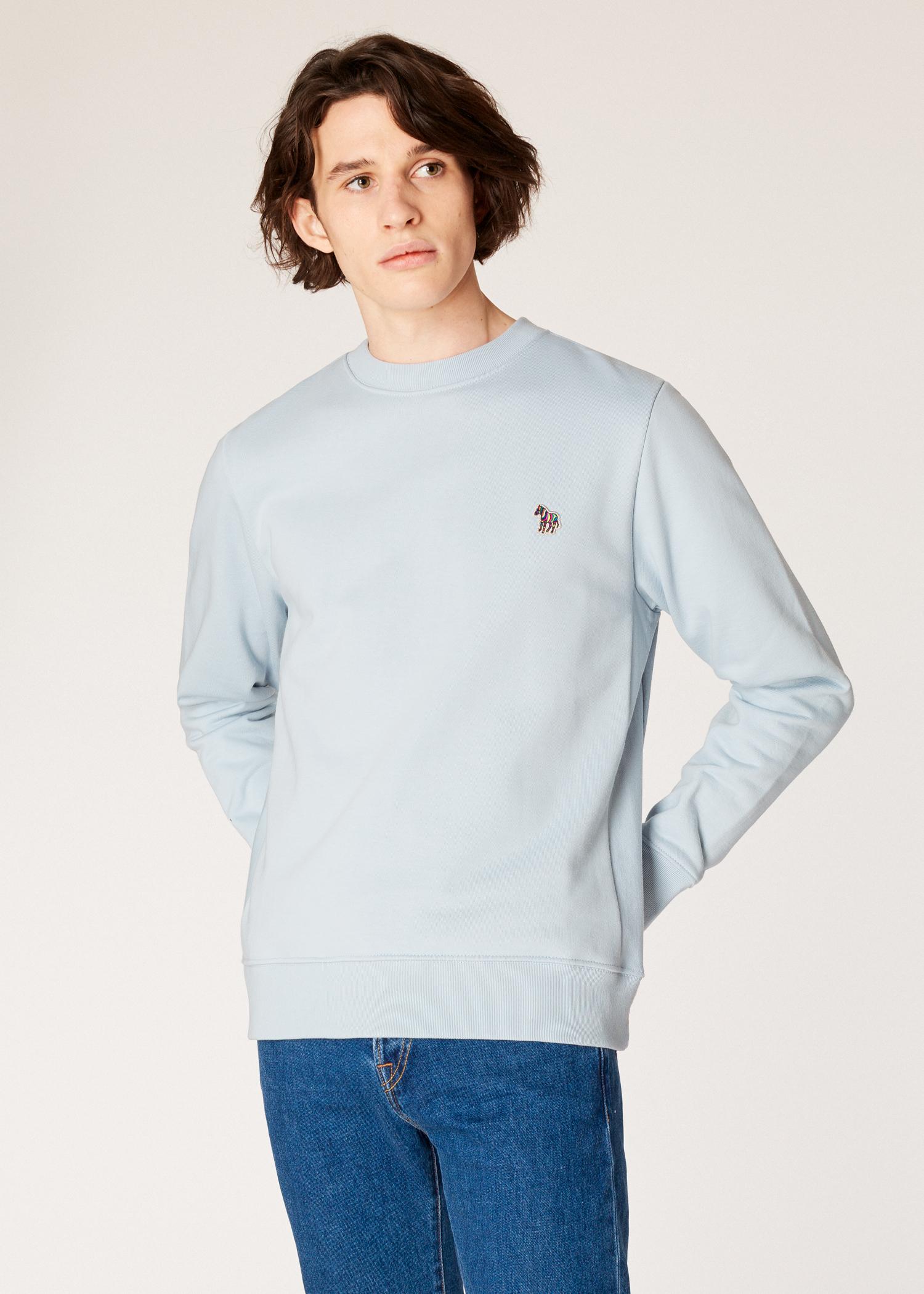 Paul Smith Light Blue Organic-cotton Zebra Logo Sweatshirt for Men - Lyst