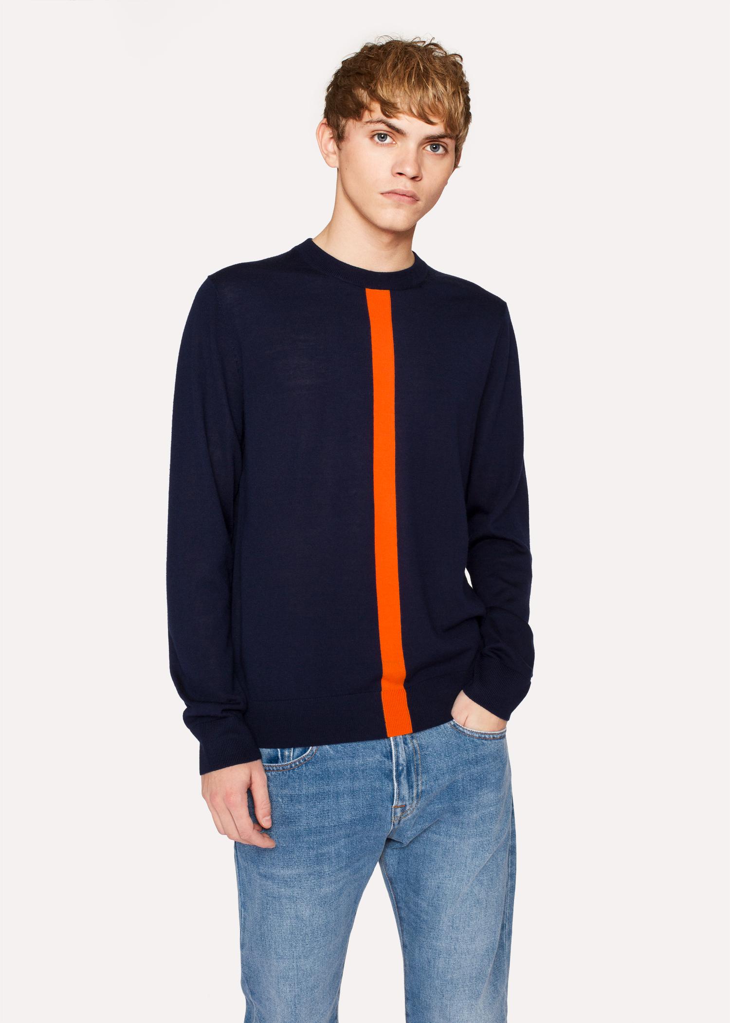 Paul Smith Navy Wool Sweater with Orange Stripe in Blue for Men | Lyst  Australia